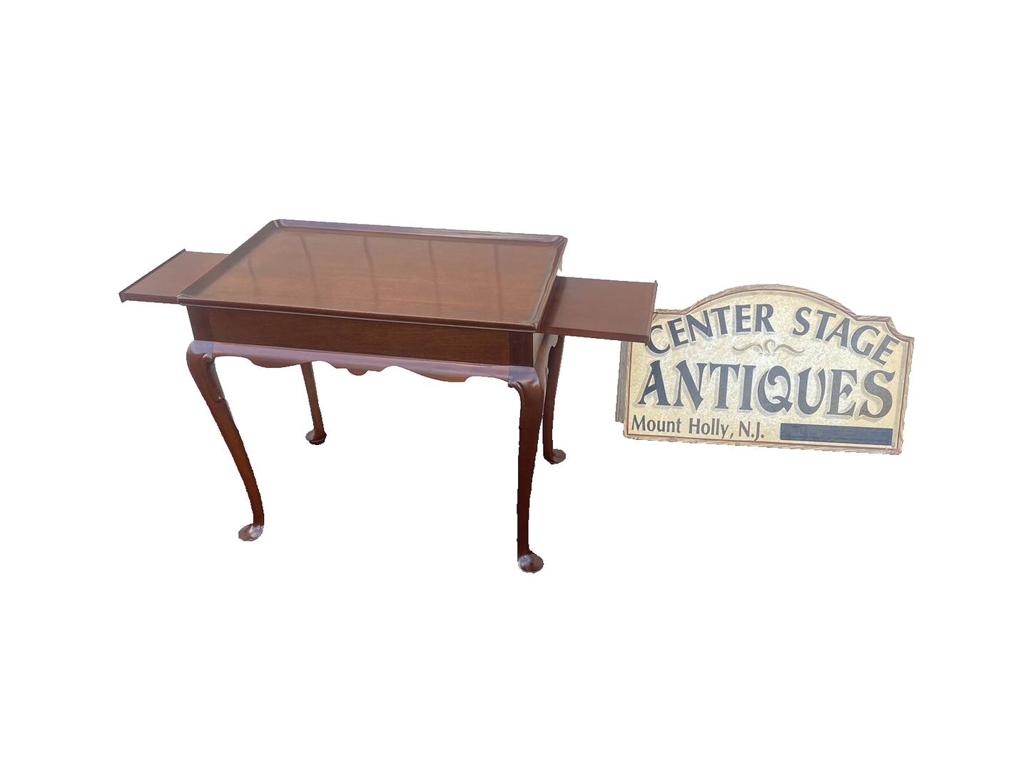 65073 Solid Mahogany Tea Table with Pull Outs