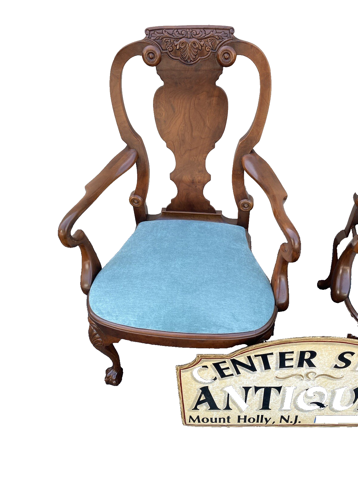 64506   Pair Burled  Mahogany Armchairs  Chair s