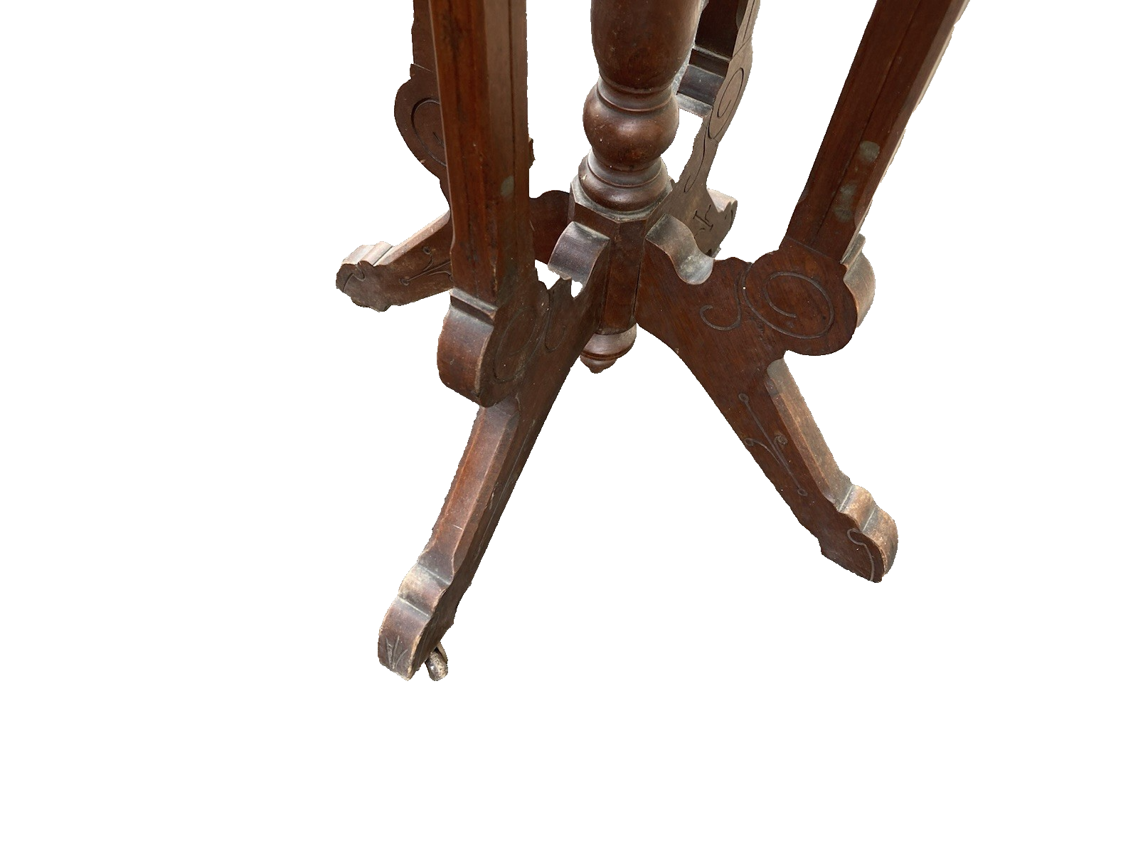 66591  Antique Victorian Marble Top Walnut Lamp Table Stand