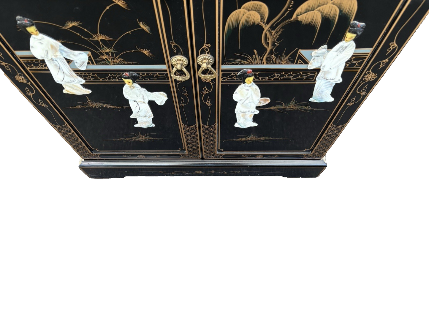 66705 Oriental Figural Storage Cabinet Server Sideboard with Drawer