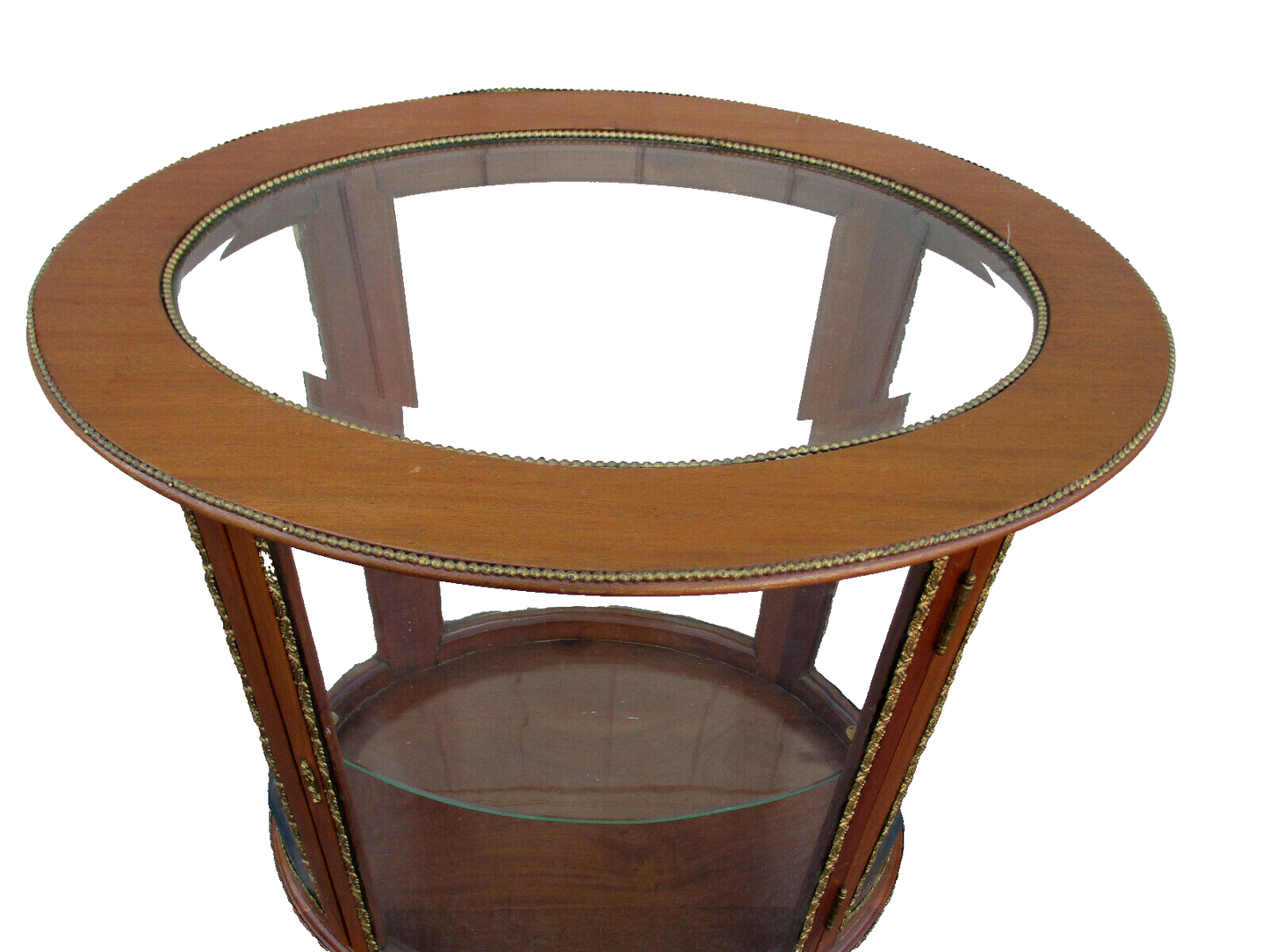 62883   Antique Bow Glass Curio Cabinet  Louis XV