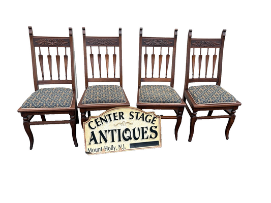 66466 Set 4 Victorian Walnut  Custom Hand Made Dining Chairs Chair s