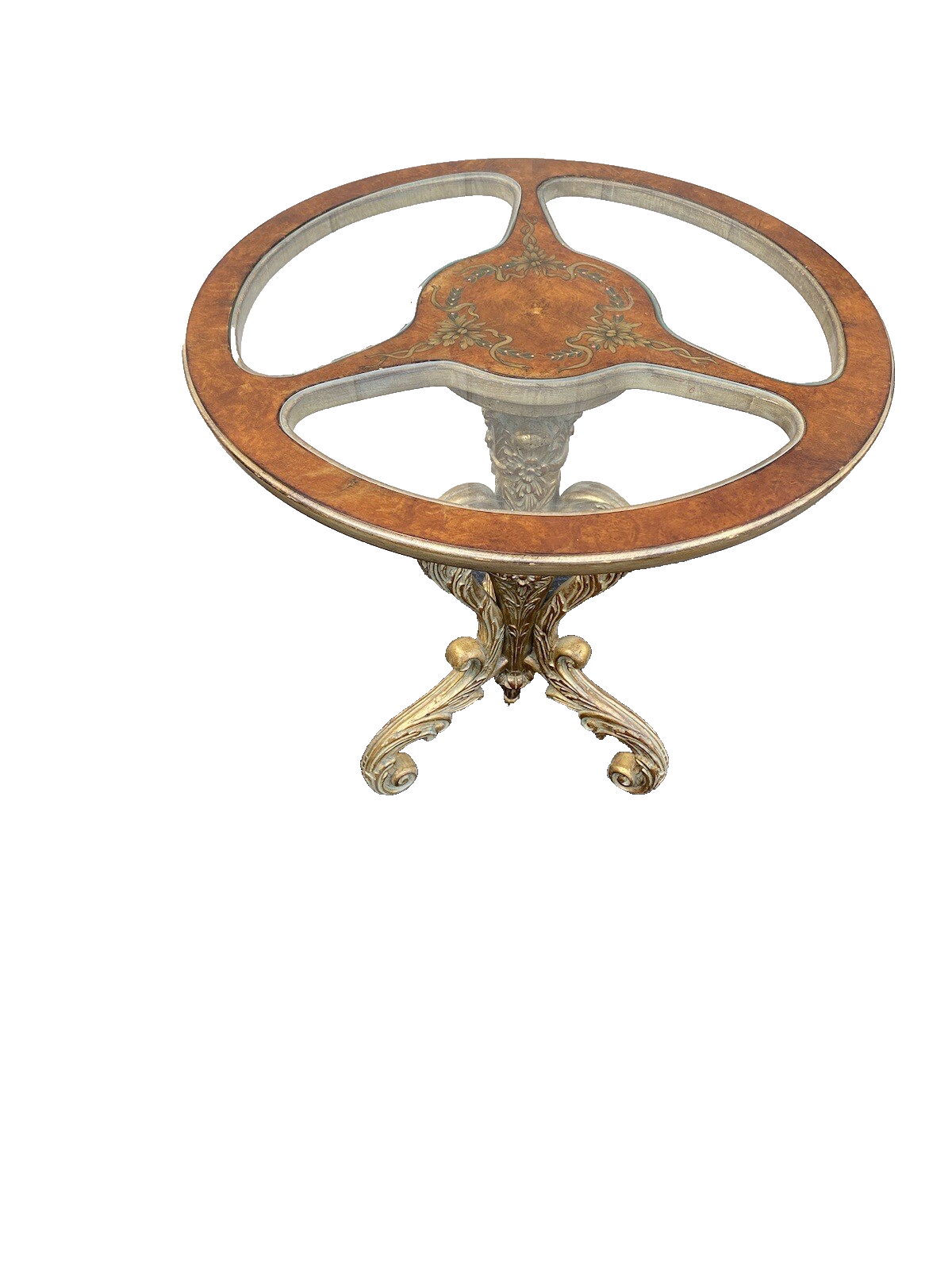 64780 Decorator Hand Painted Lamp Table with Glass Inserts