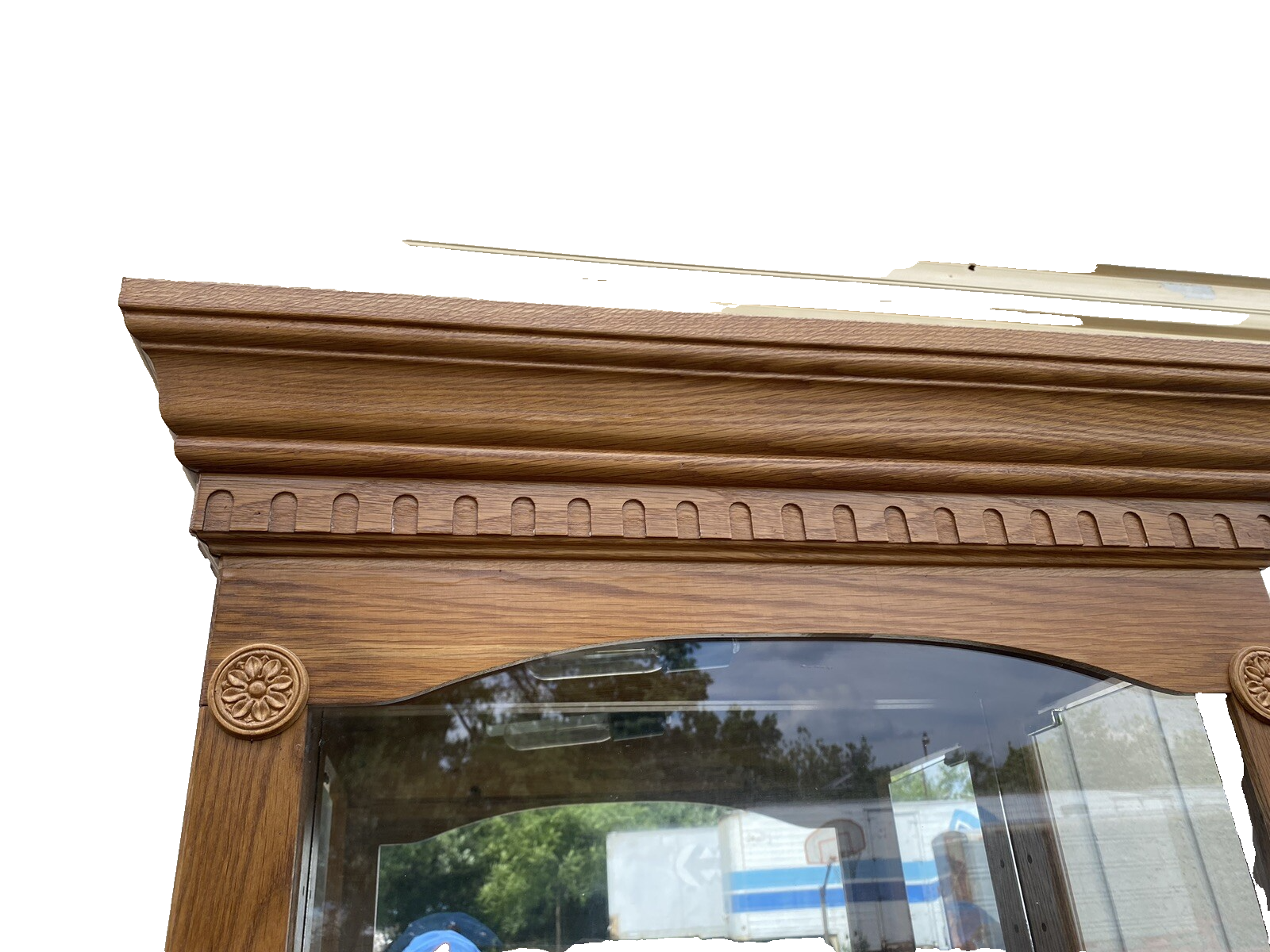 65590     PAIR   of    Matching    Oak Curio China Cabinets