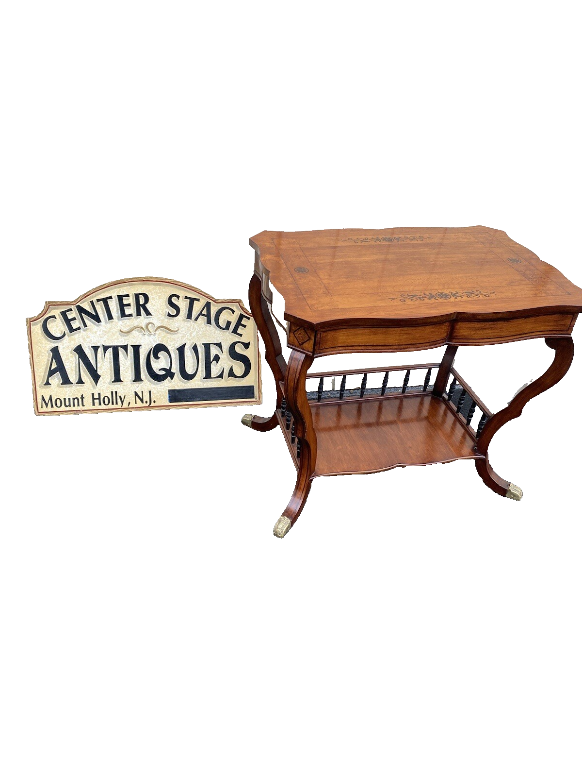 64857 CUSTOM Made Inlaid Table with Drawer