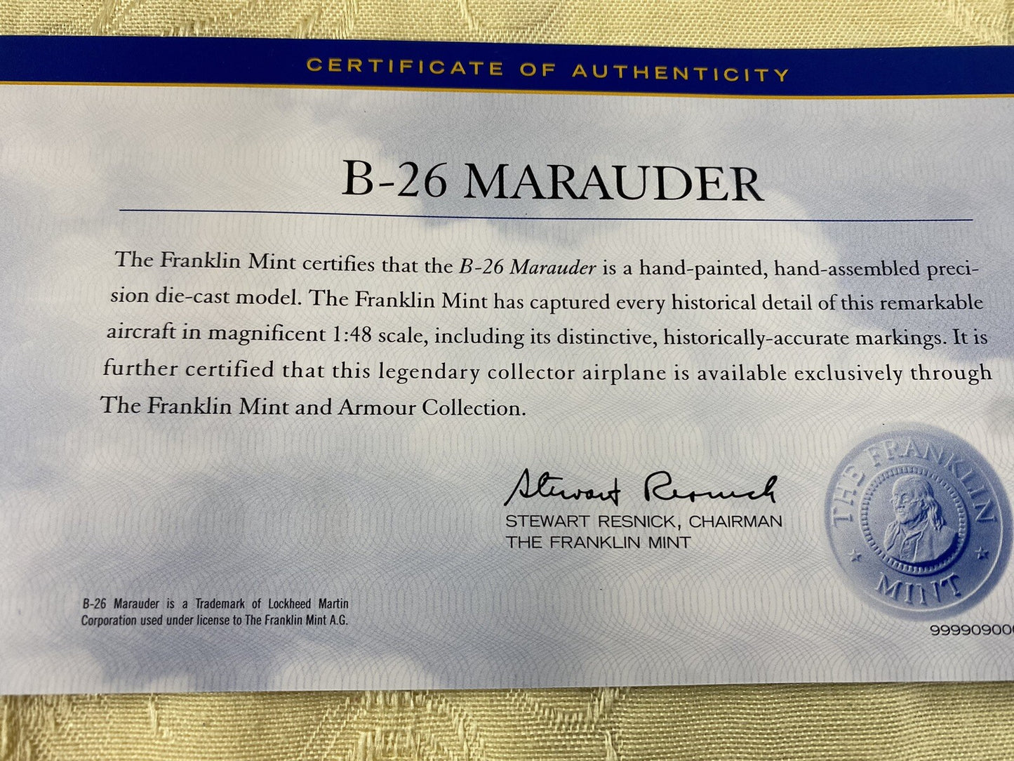 ES 304: Franklin Mint Precision Models Armour B -26 Marauder