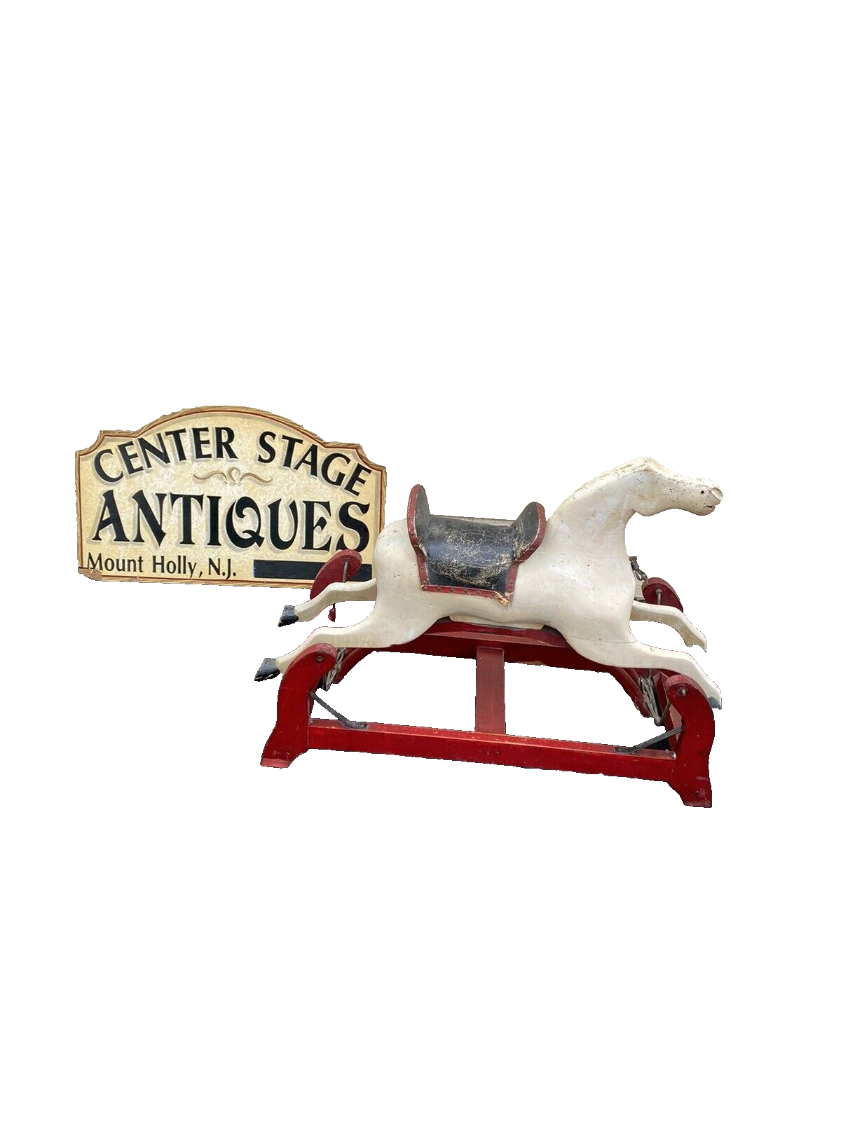 65476 Antique Wood Rocking Swing Horse