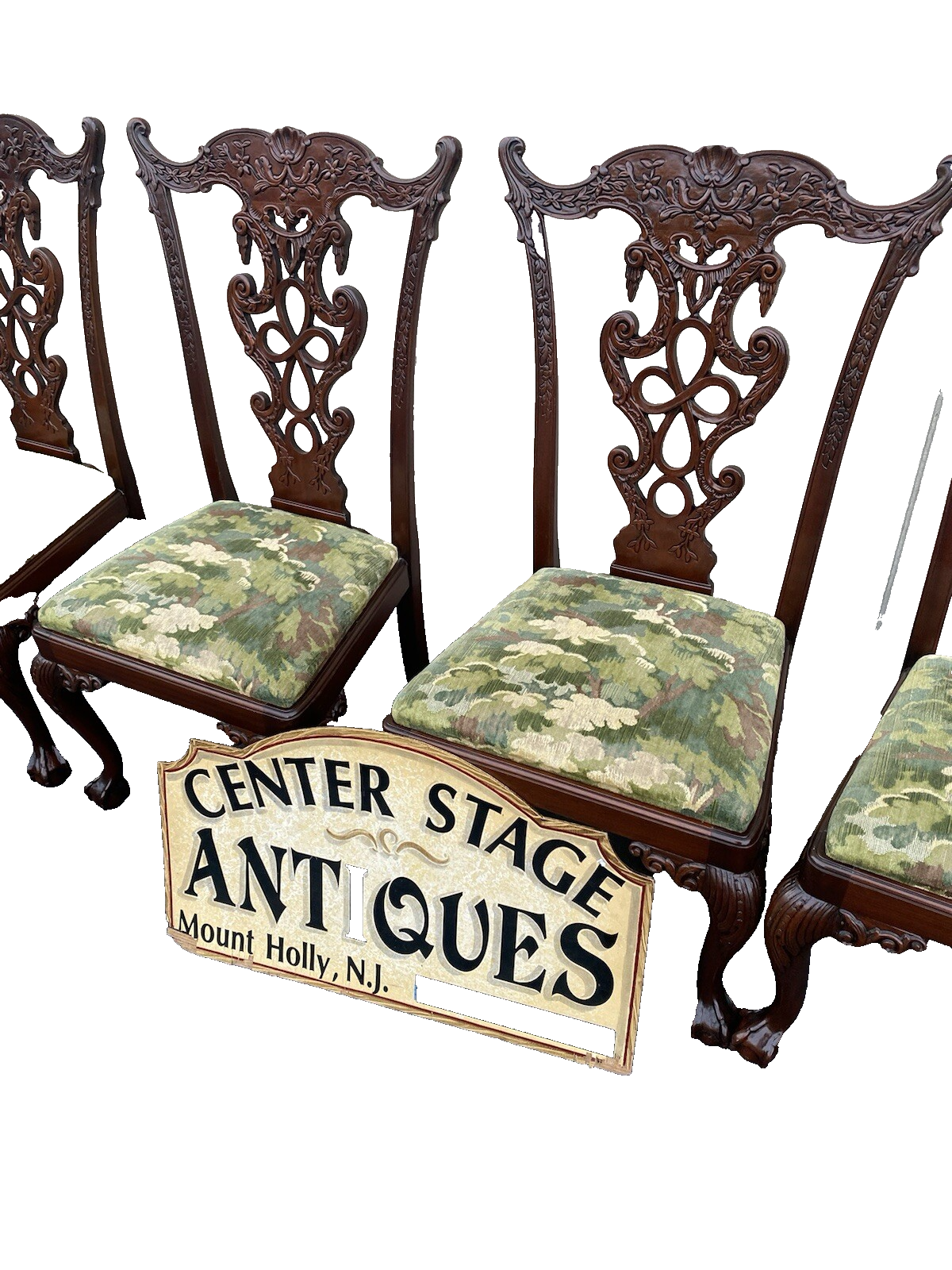 65650 Set of 8 Carved Mahogany Chippendale Dining Side Chair s