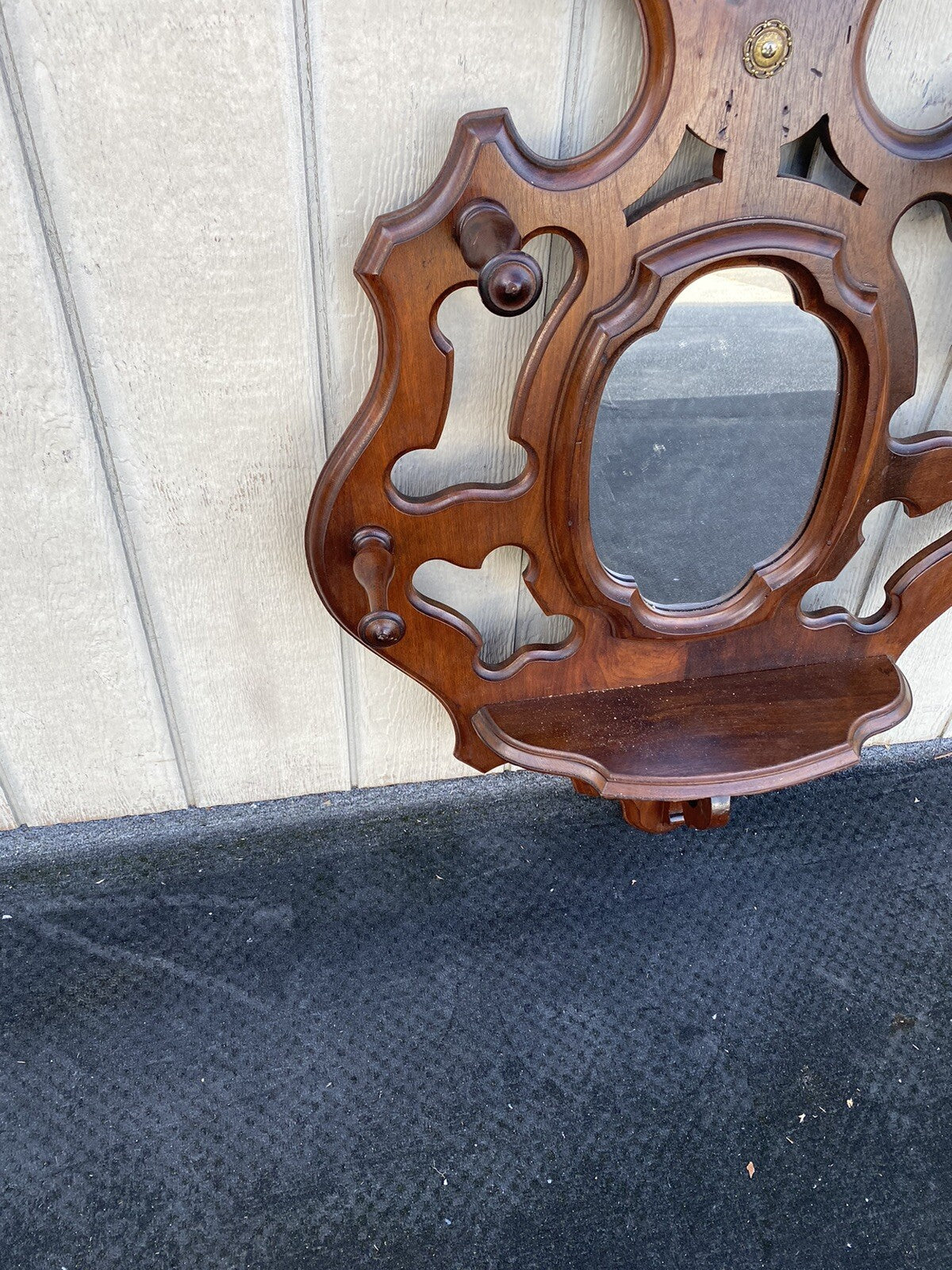 64821 Antique Victorian Walnut Hatrack Wall Mirror