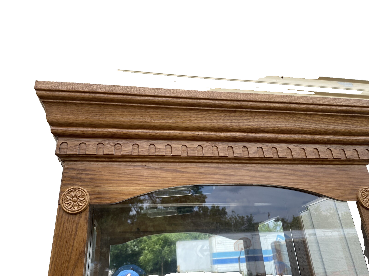 65590     PAIR   of    Matching    Oak Curio China Cabinets