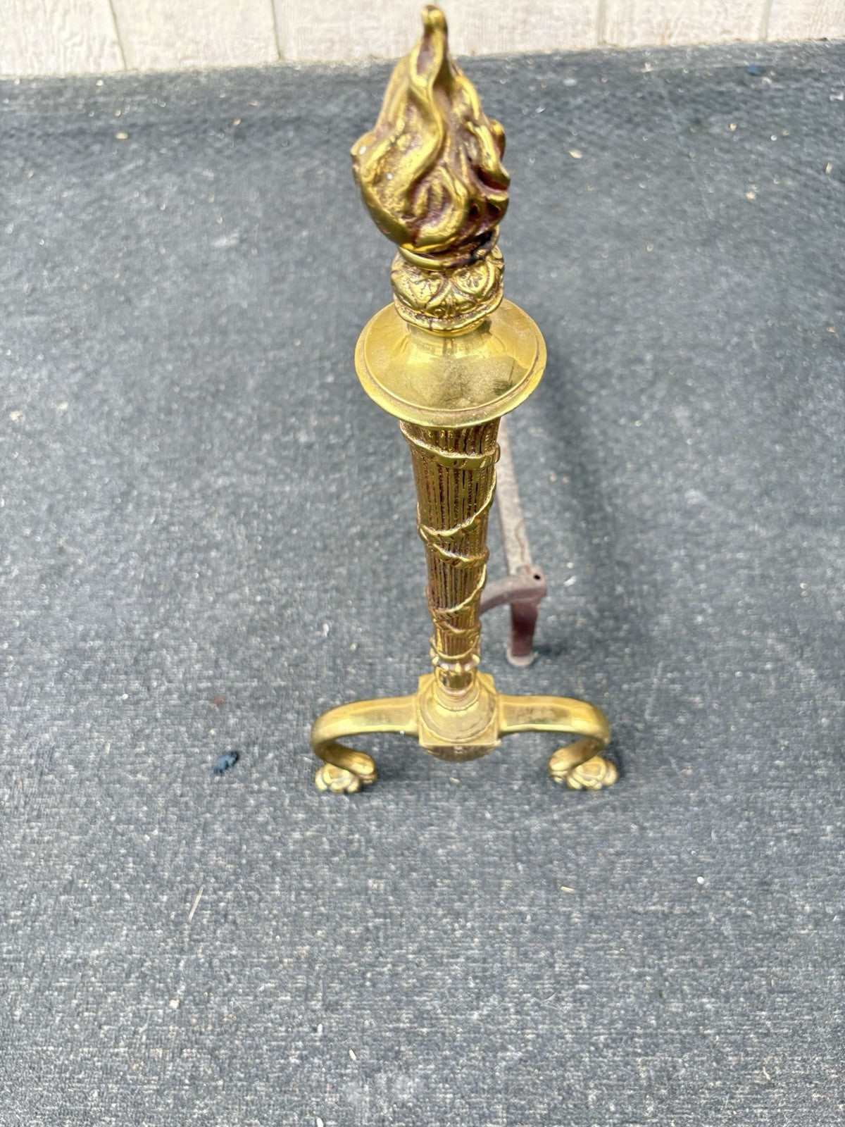 66798 Pair Fancy Brass Fireplace Andirons