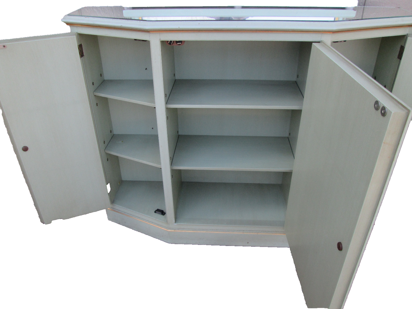 56501  Decorator Credenza Console  Cabinet Table Stand w/ Mirror