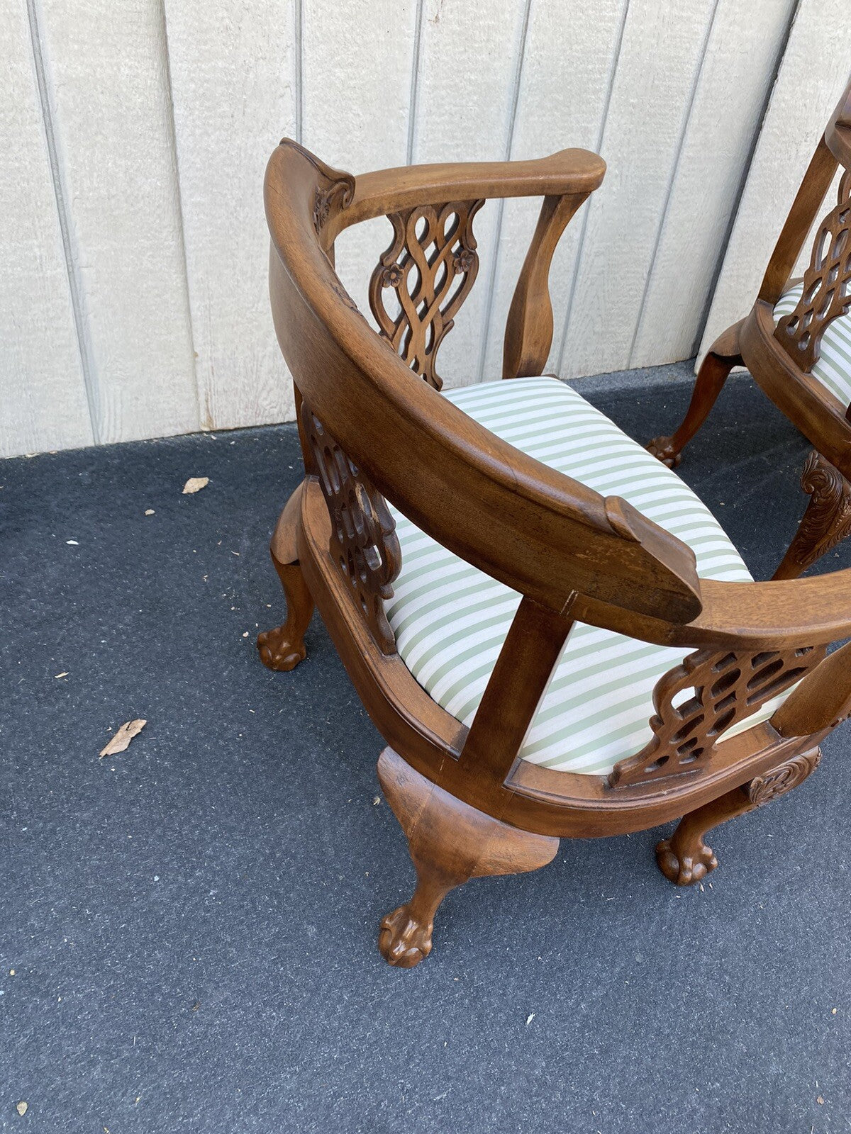 65492 +  65504 :   Pair Solid Mahogany Hand Carved Armchairs Chair s