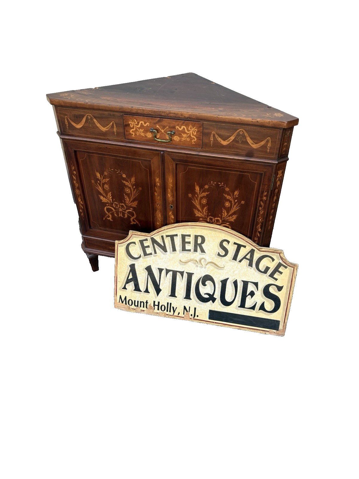 66982 Antique Custom Hand Made  Mahogany  Corner Curio Cabinet