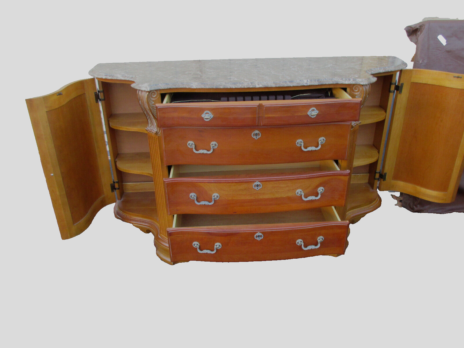 63952 Marble Top American DREW Sideboard Server Cabinet 