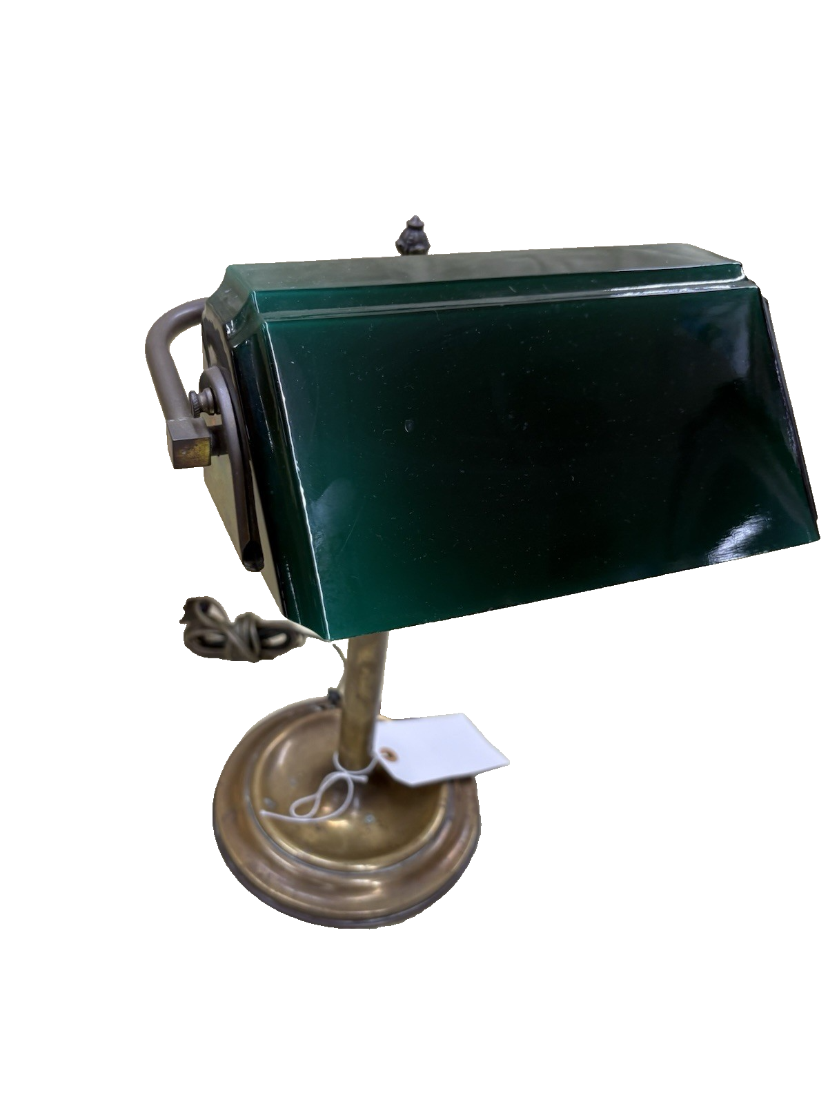 65625 Antique Brass Desk Lamp Light Emerald Shade