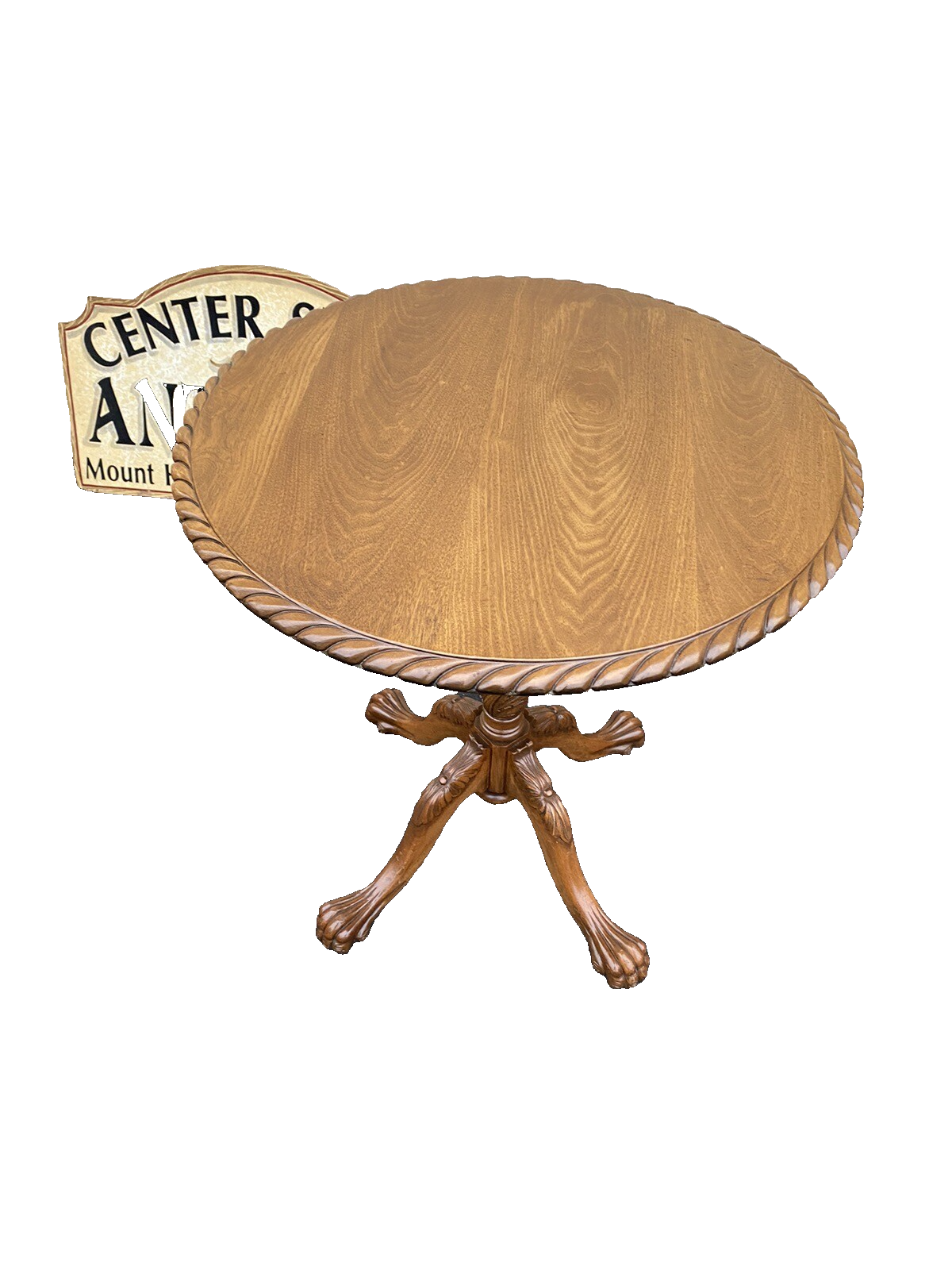 65053   Solid Mahogany Custom Hand Carved Tilt Top Lamp Table Stand