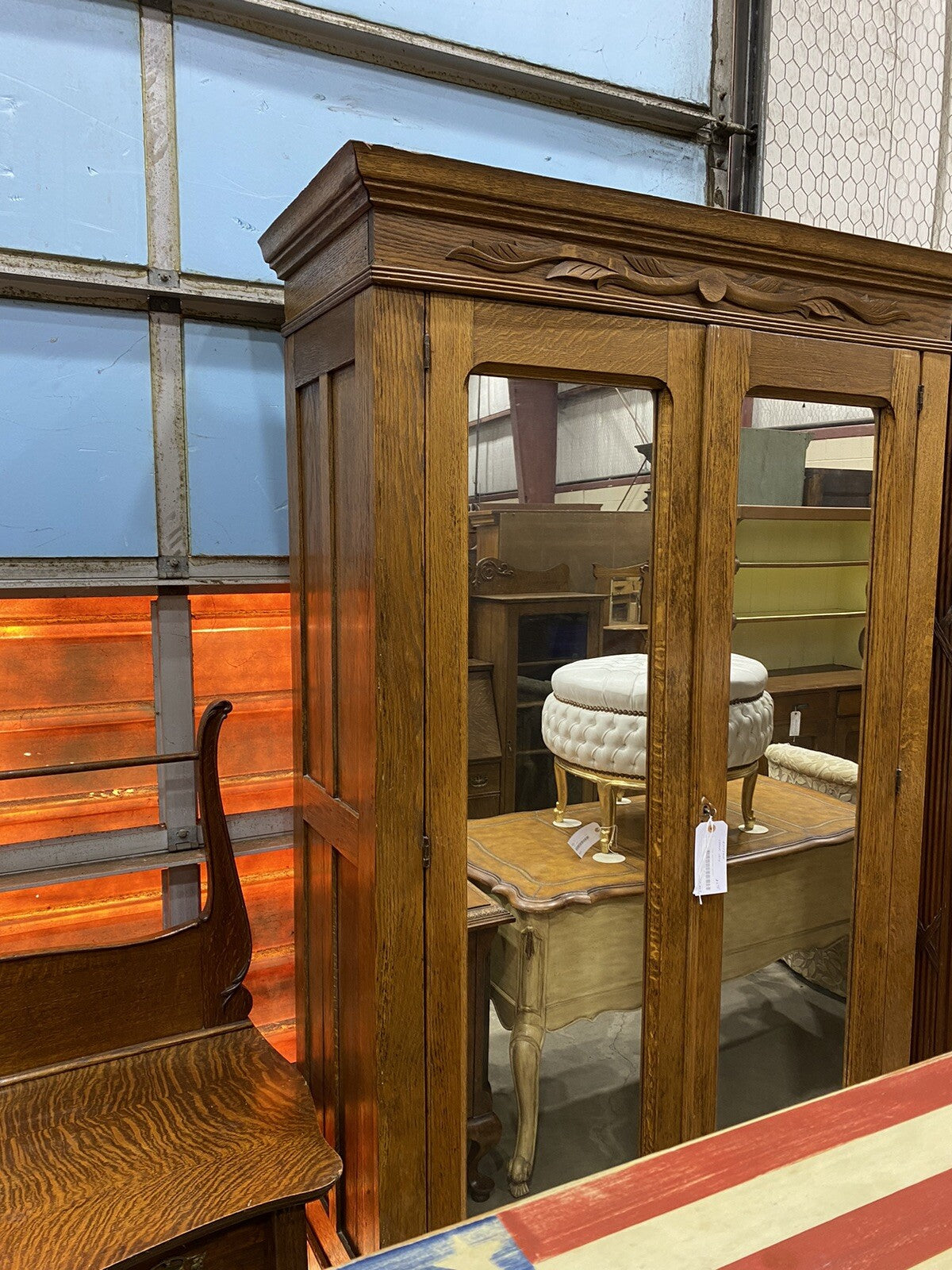 65564   Antique Victorian Oak 2 Door Wardrobe Cabinet