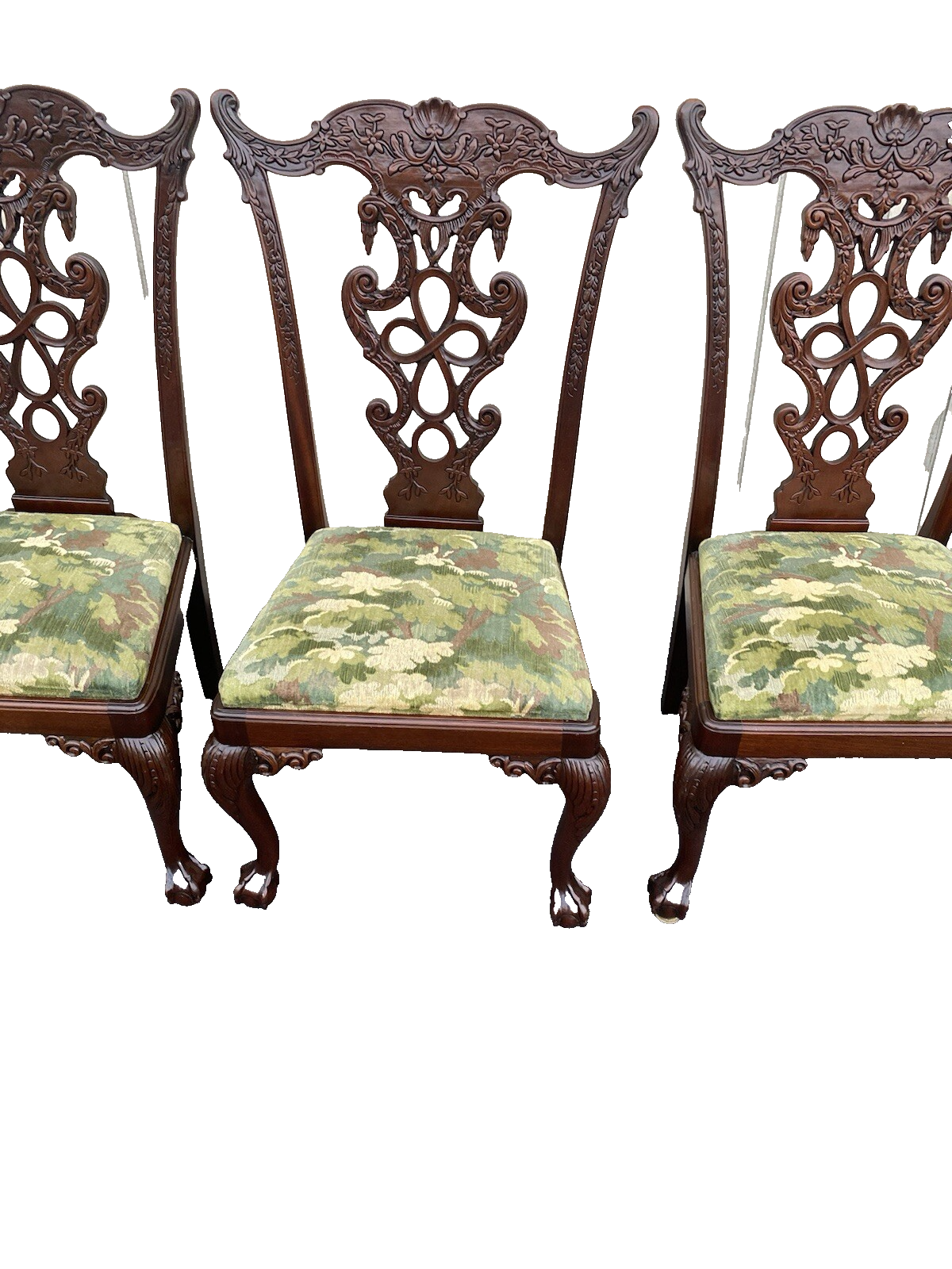65650   Set of 8 Hand Carved Mahogany Dining Chair s
