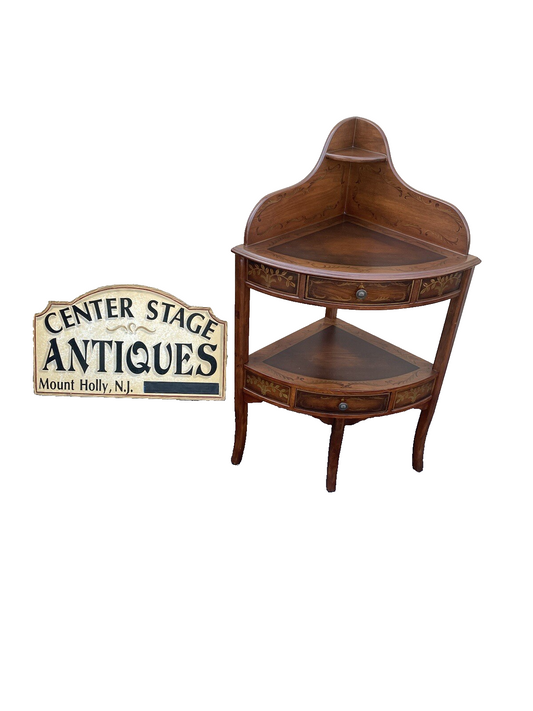 64642    Stenciled Corner Shelf Bookcase Curio Cabinet Etergie