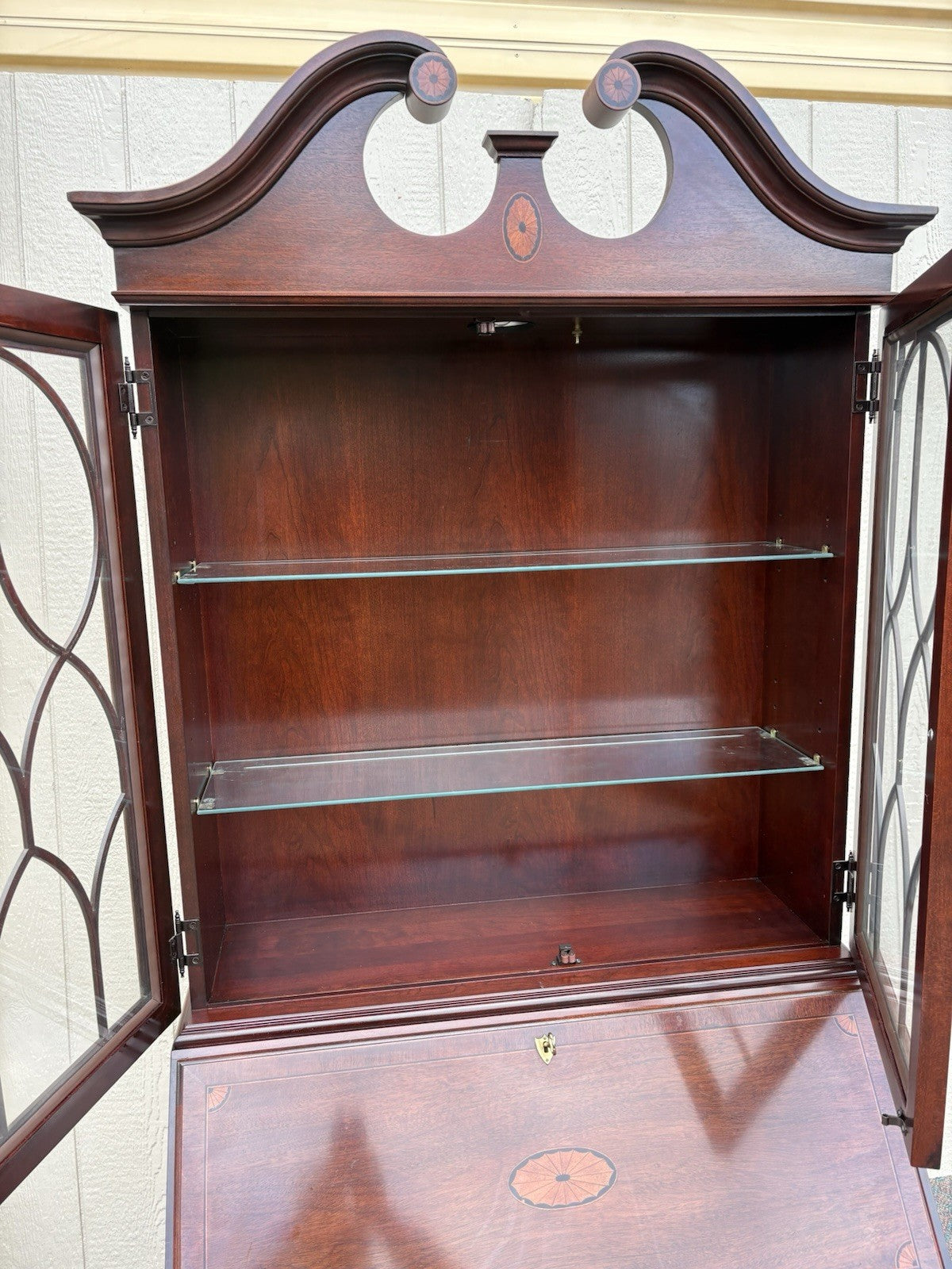 67138 JASPER Furniture Inlaid Secretary Desk w/ Bookcase Top