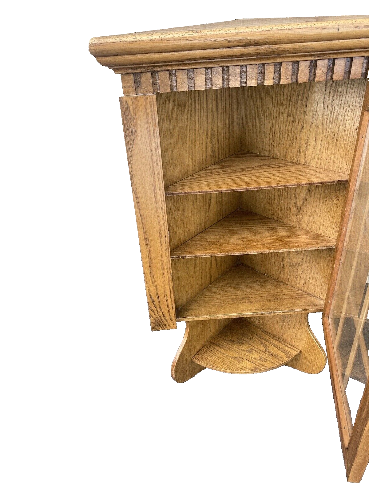 64451 Oak Corner Wall Hanging Shelf Cabinet