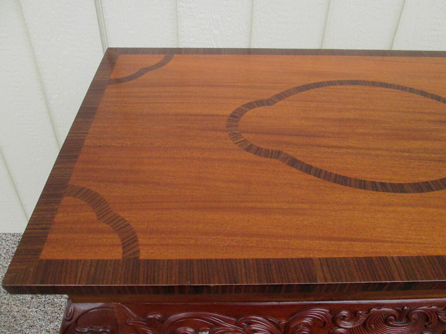 58349 Inlaid Mahogany Library Desk Console Table Stand Server Sideboard