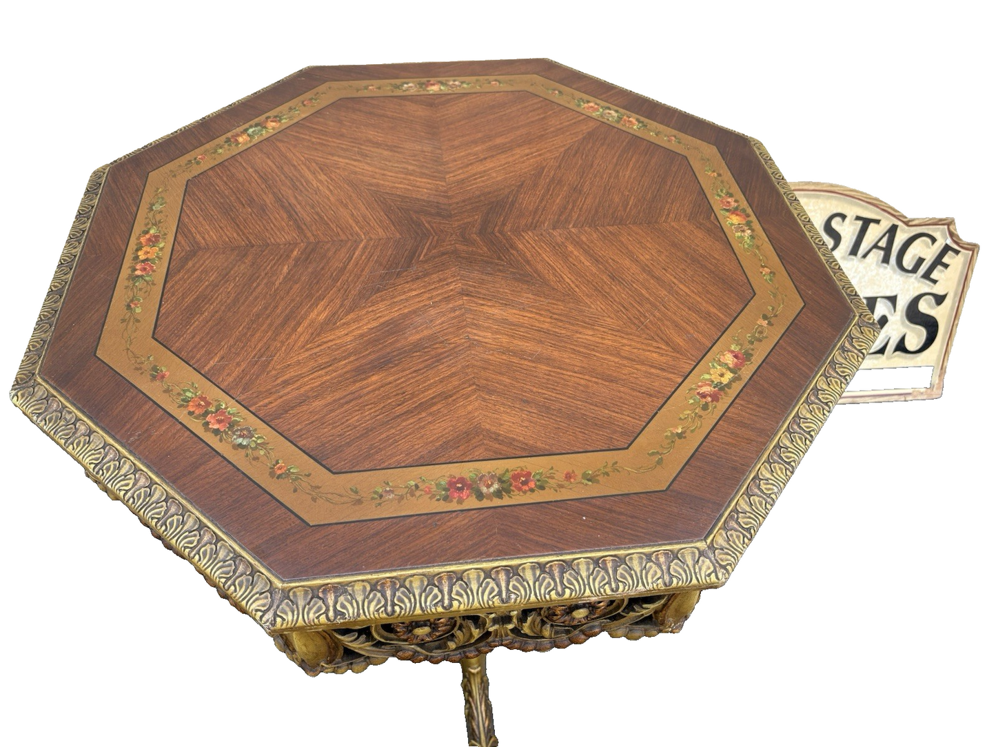 66732 Hand Painted Hexagonal Lamp Table Stand