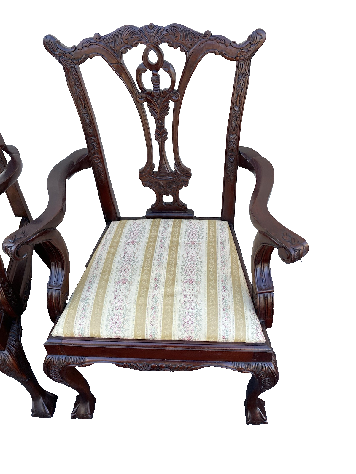 66346 Pair Mahogany Claw Foot Armchair Chair s