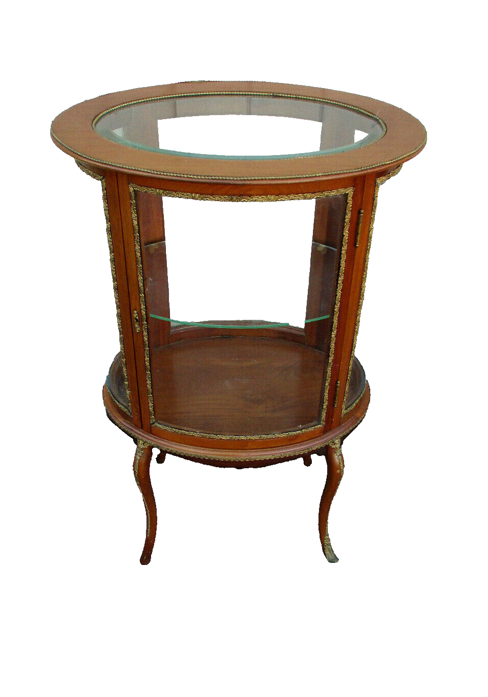 62883   Antique Bow Glass Curio Cabinet  Louis XV