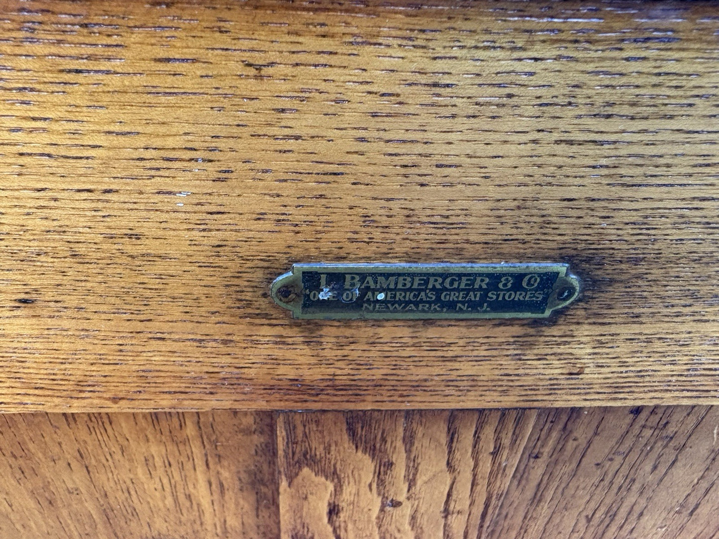 67160 Antique  BAMBERGER Victorian Oak Ice Box Refrigerator with Lift Top