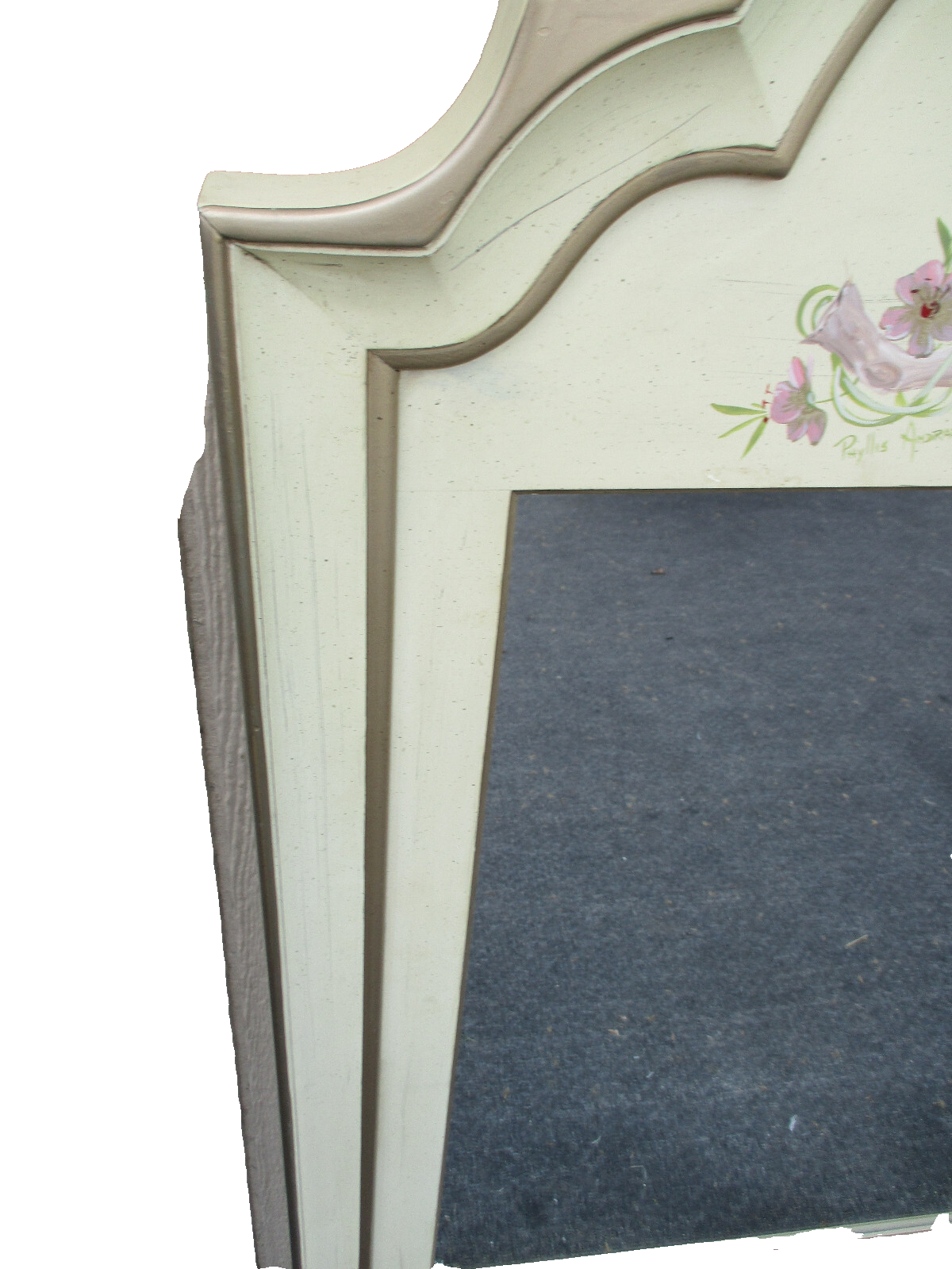 63272 Hand Painted Artist Signed Tall Decorator Mirror Quality Made