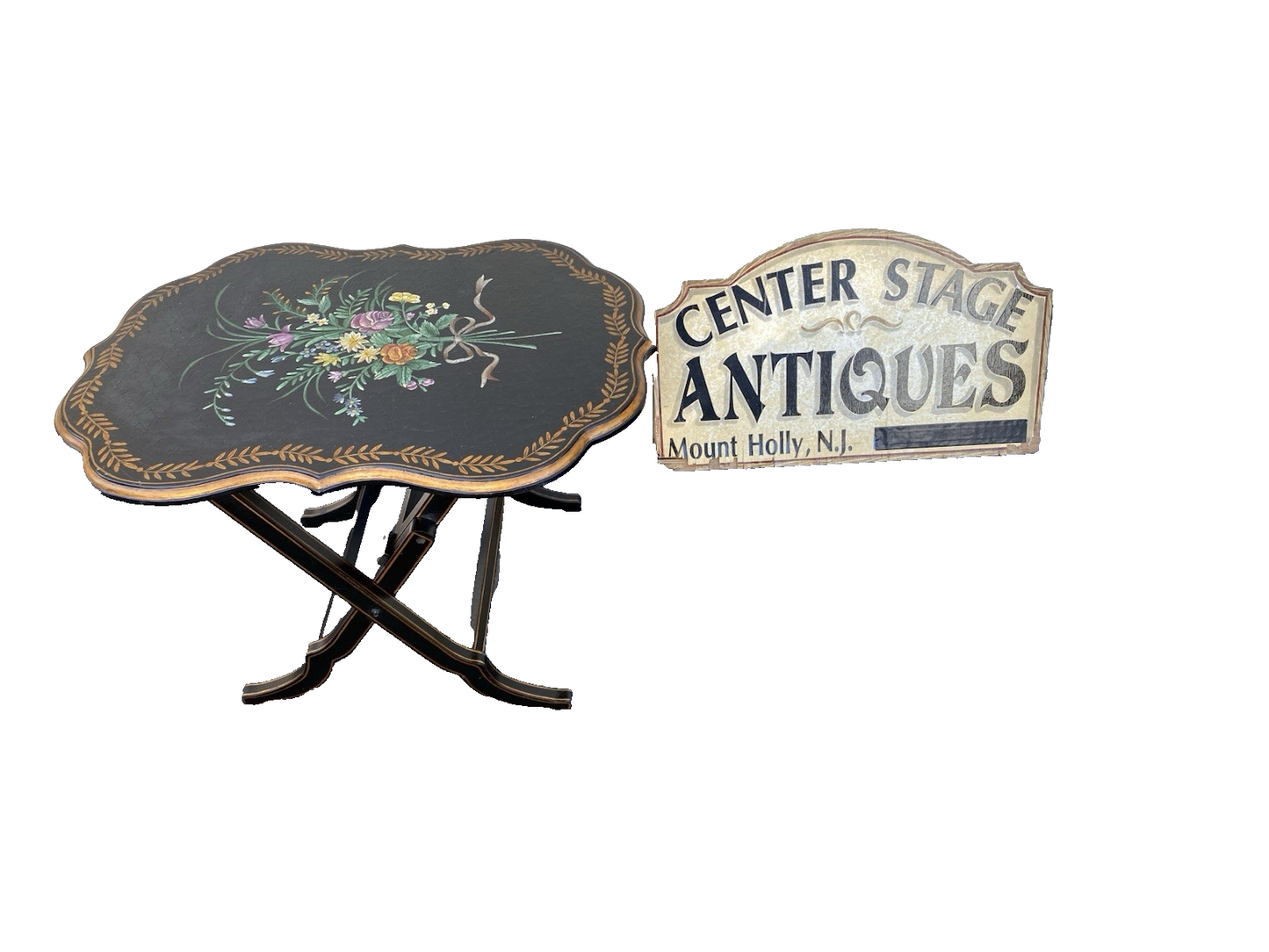 66458  Hand Made Decorator Tilt Top Table Stand   Table Top 24" x 31"W