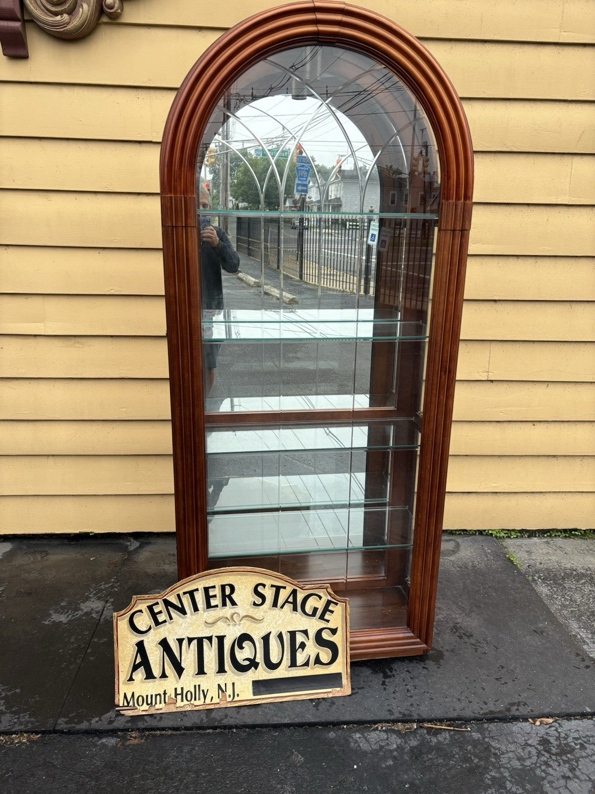 66655 Dome Top Mahogany ETCHED Glass  PULASKI China Cabinet Curio