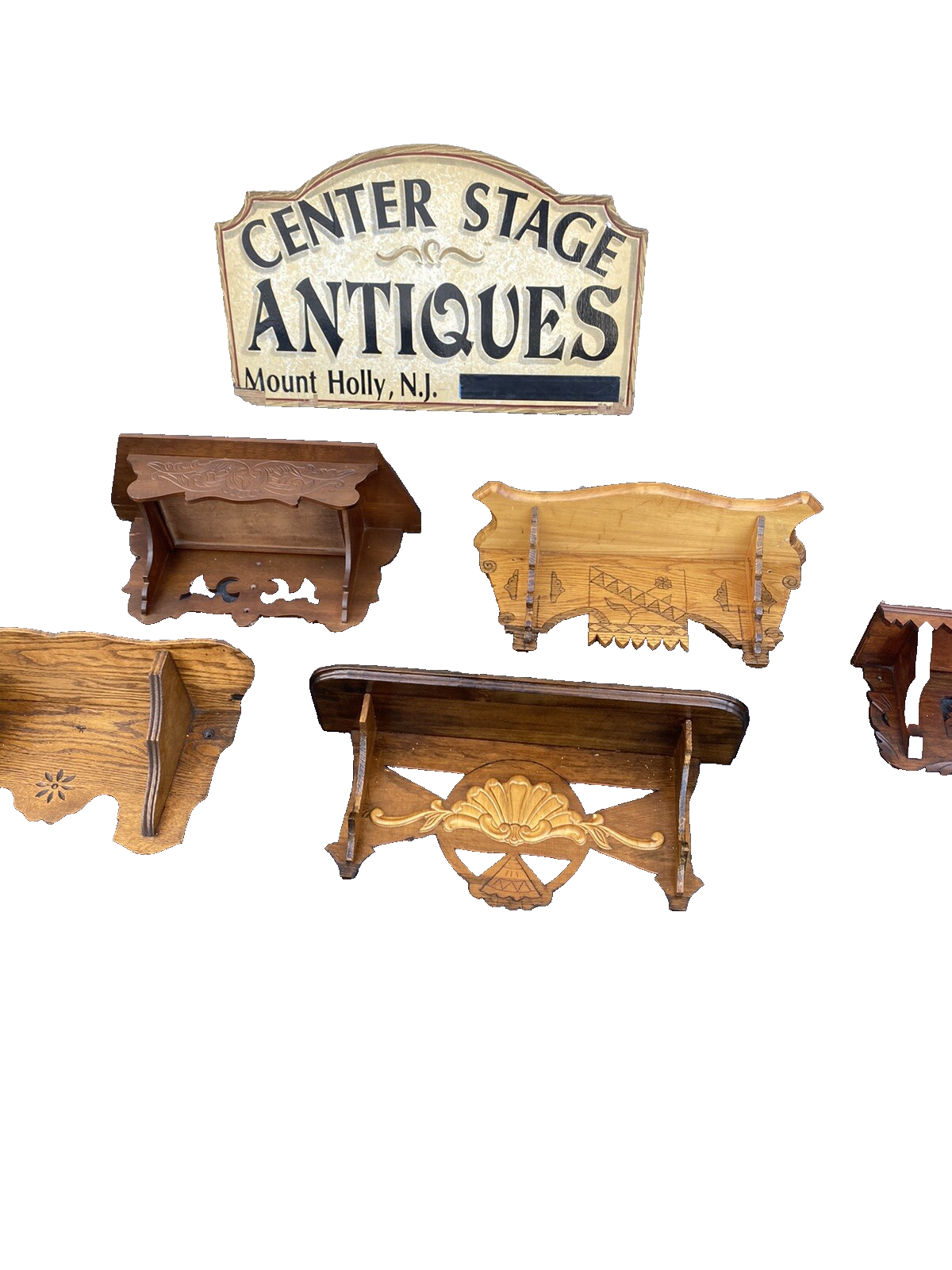 66003 Antique Victorian Mantle Clock Wall Shelf Curio Shelf