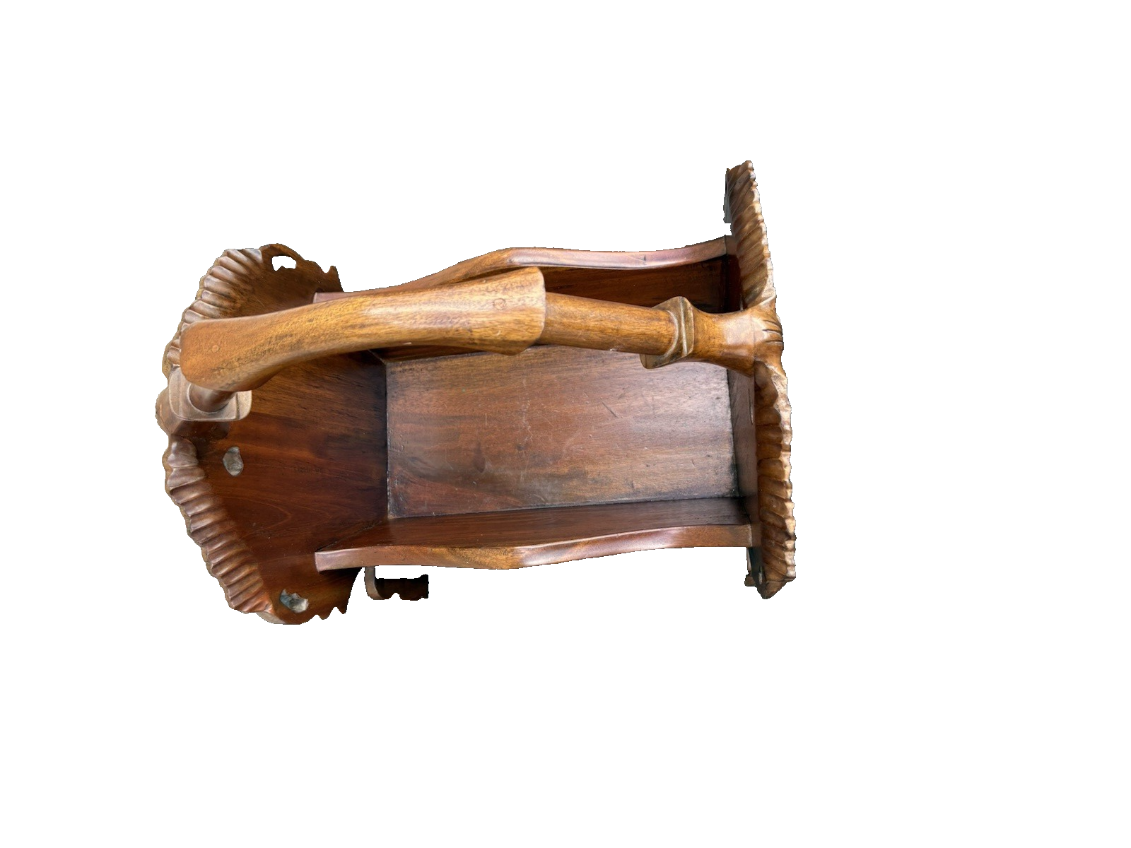 66687   Hand Carved Solid Mahogany Magazine Rack