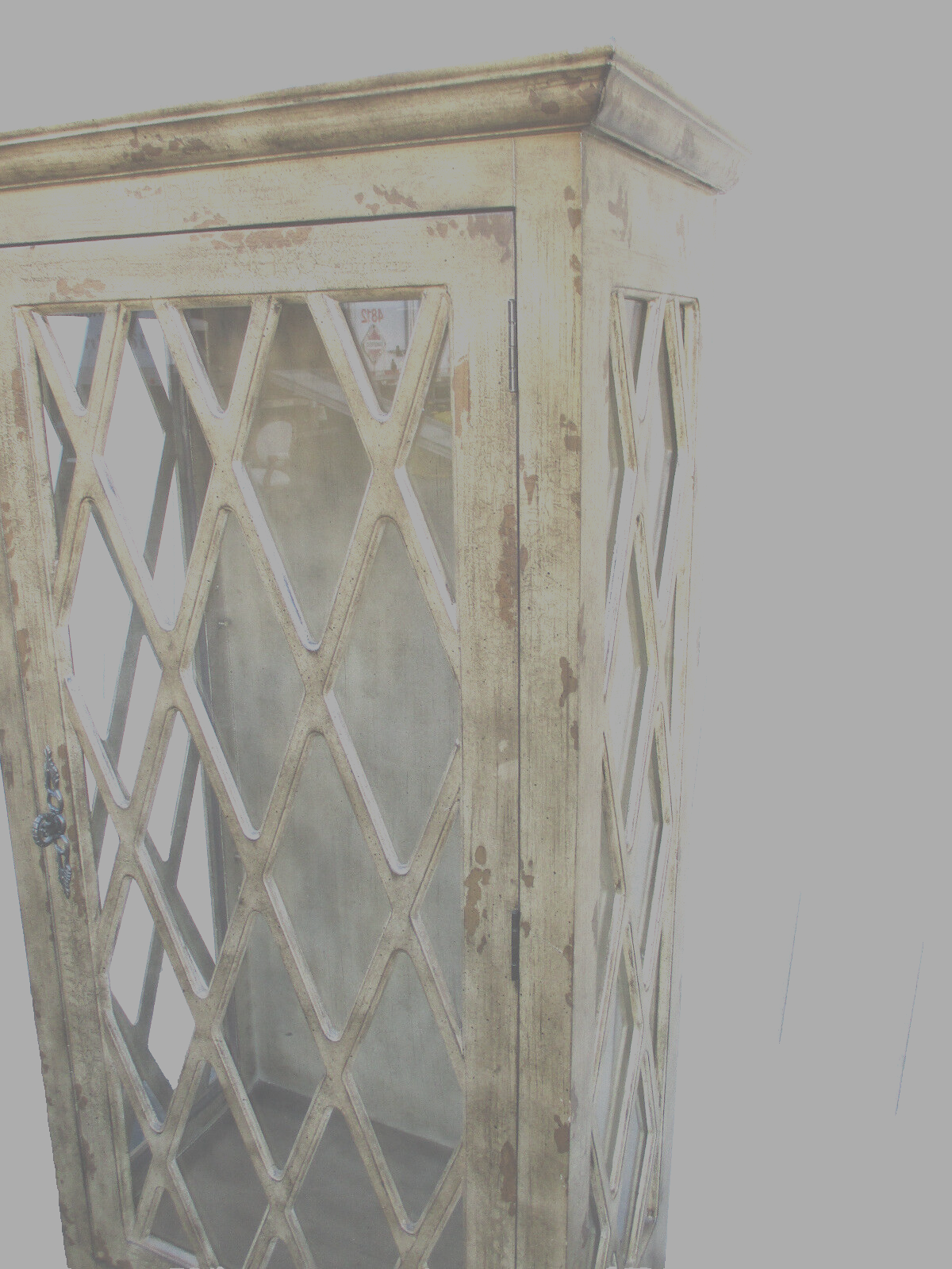 63754 Rustic Primitive Curio China Cabinet with plate glass shelves