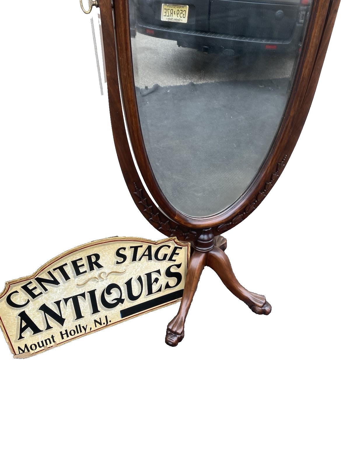 66367 Chevel Antique Mahogany Dressing Mirror w/ Claw Feet