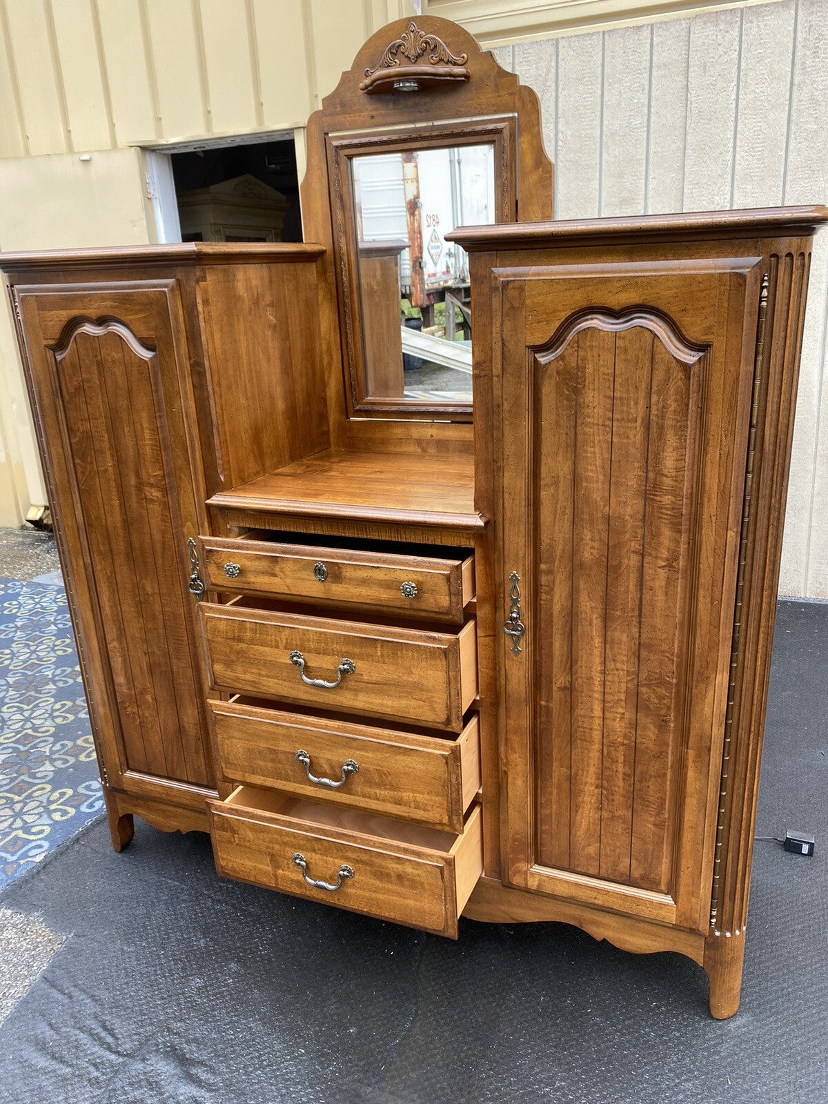 65396   KINCAID Furniture High Chest Dresser w/ Mirror Wardrobe