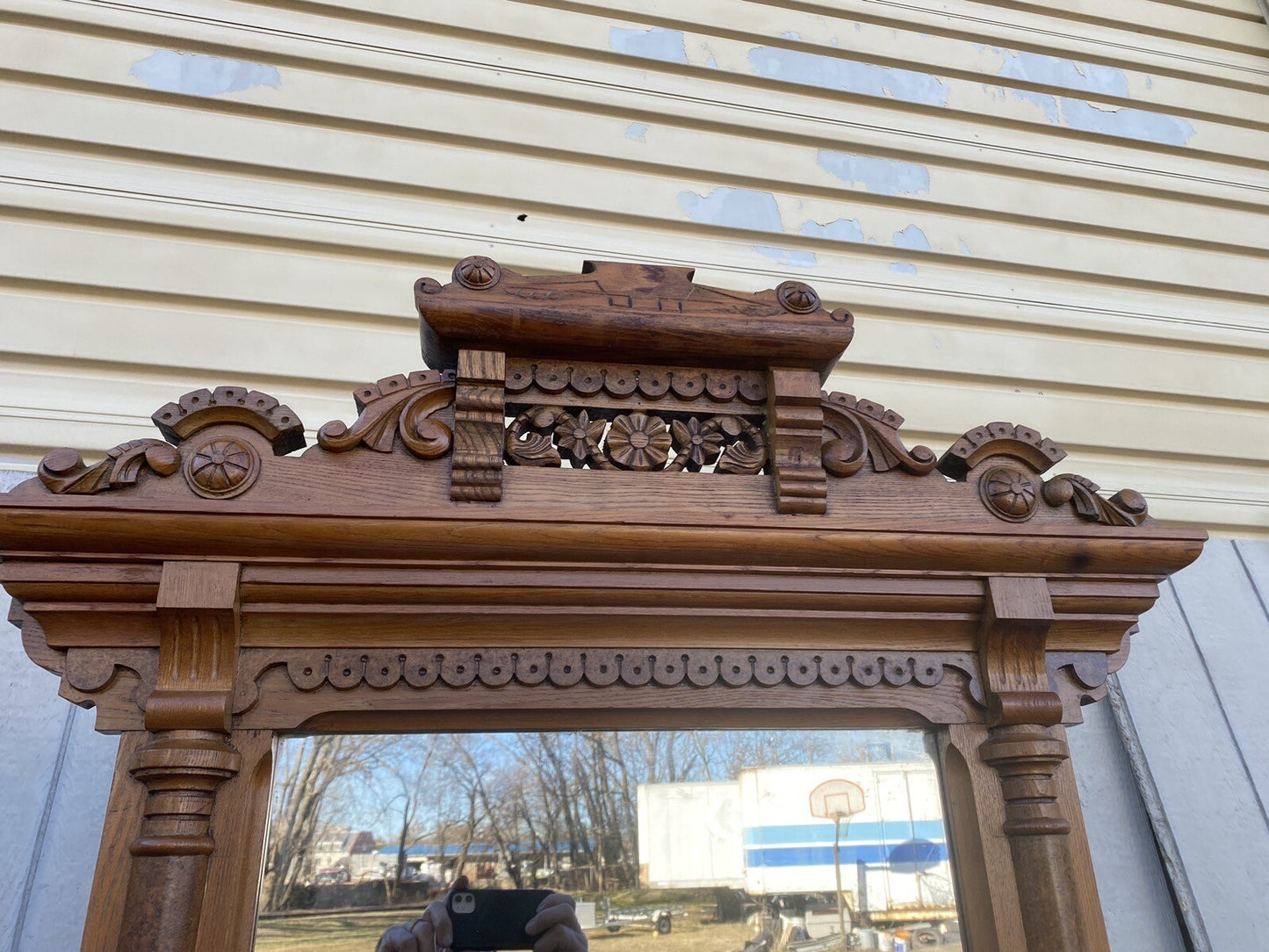 65166 Antique Victorian Oak Dresser with Mirror