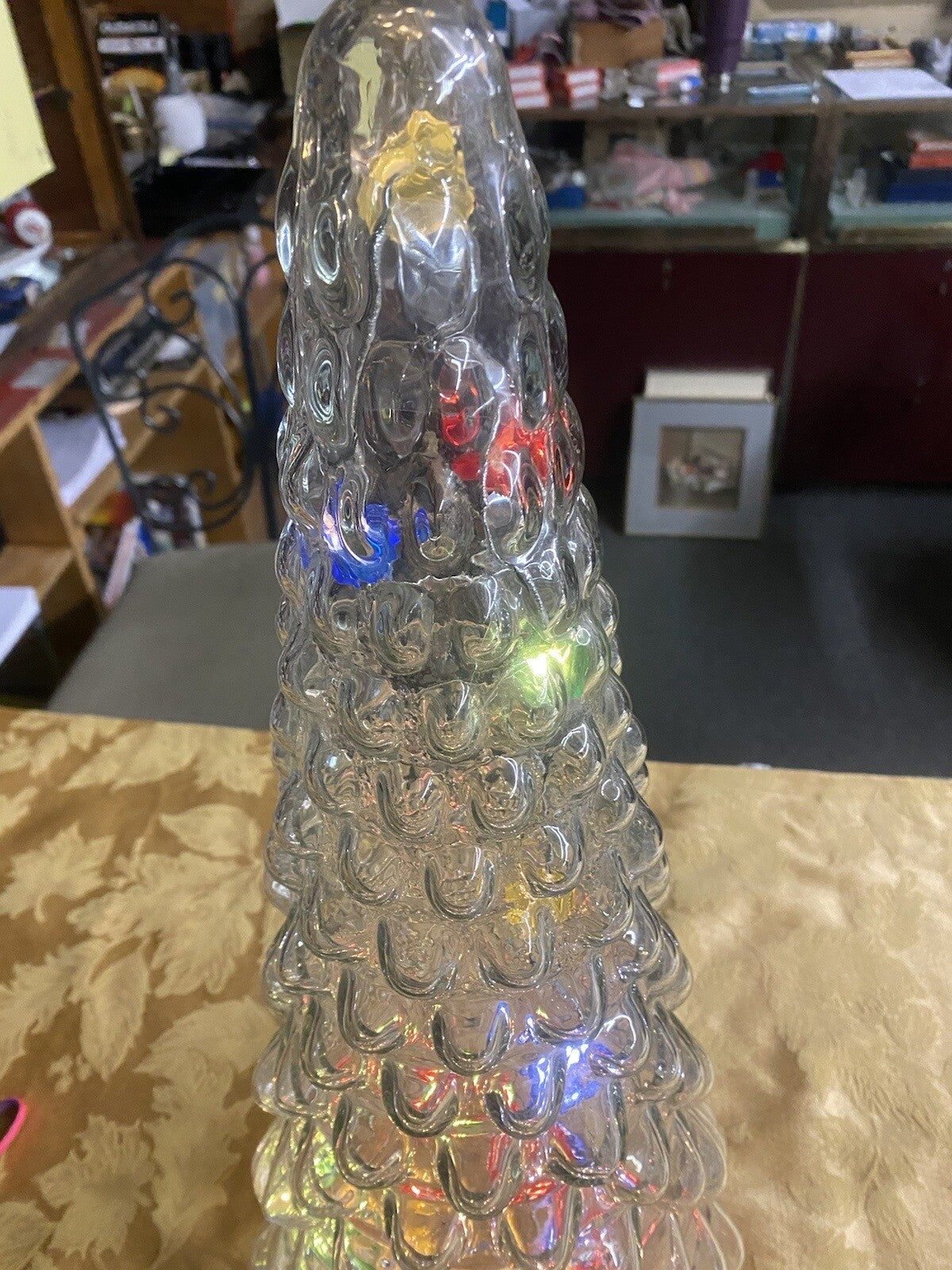 BP  WW:     POTTERY BARN Glass Christmas Tree w/ Lights and Original Box