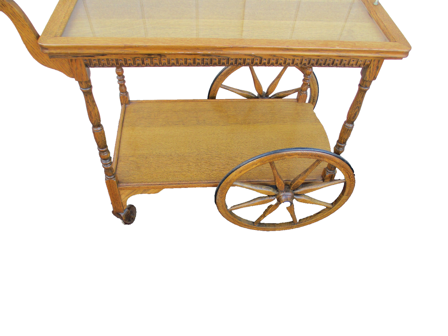 63826 Antique Oak Tea Cart Bar Cart Server w / Removable Tray