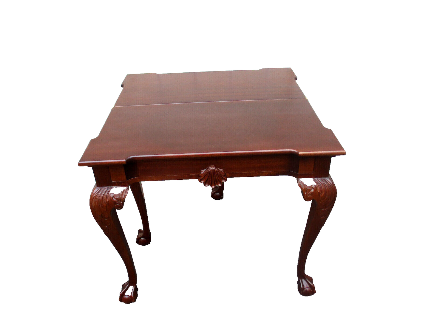 63334 GEORGIAN FURNISHINGS Solid Mahogany Flip Top Game Table w/ Drawer