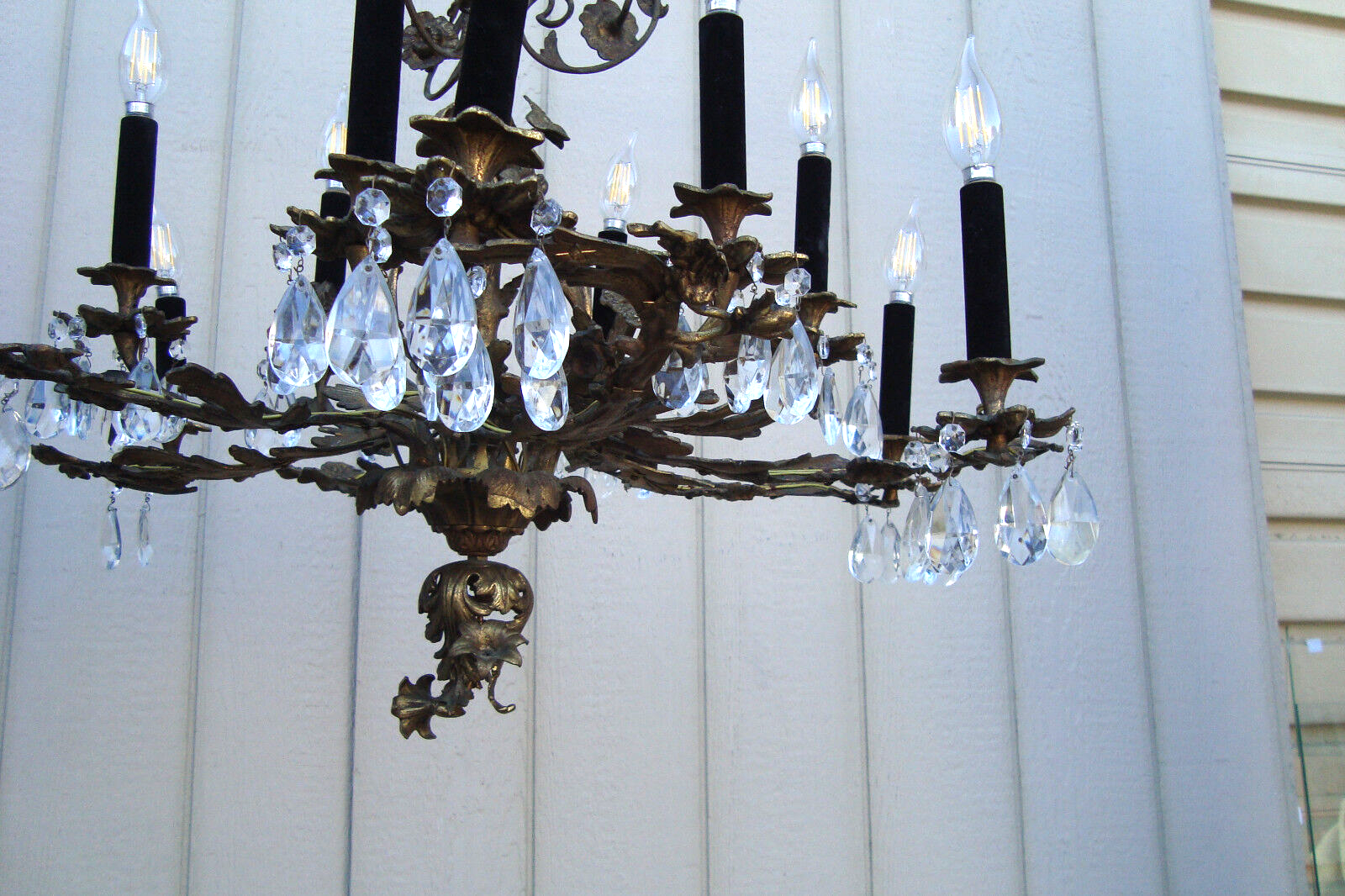 59685  BRONZE and Crystal Hanging Chandelier Light Fixture