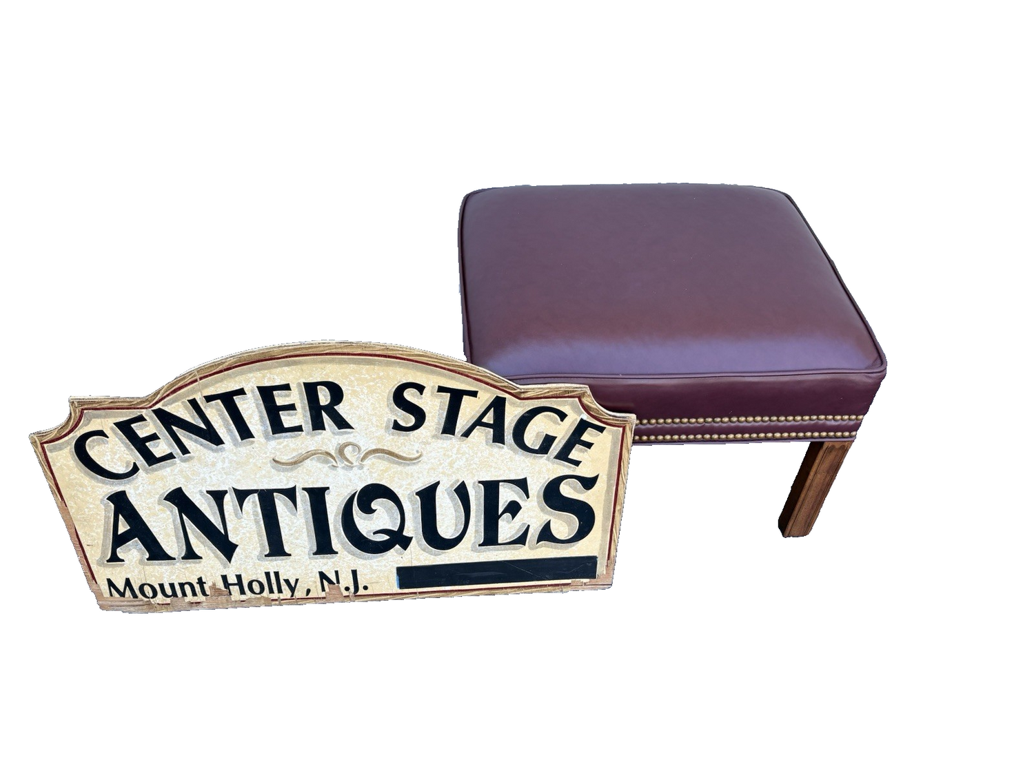 66935 WHITTEMORE SHERRILL Leather Ottoman Footstool Stool Bench