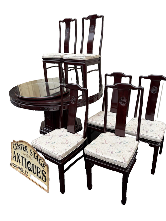 66875   Oriental Dining Table with Laz-Z-Susan and 8  Side Chair s