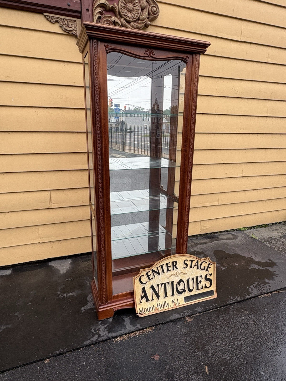 66688 Fancy 4 Door Side Loading  Mahogany Curio China Cabinet