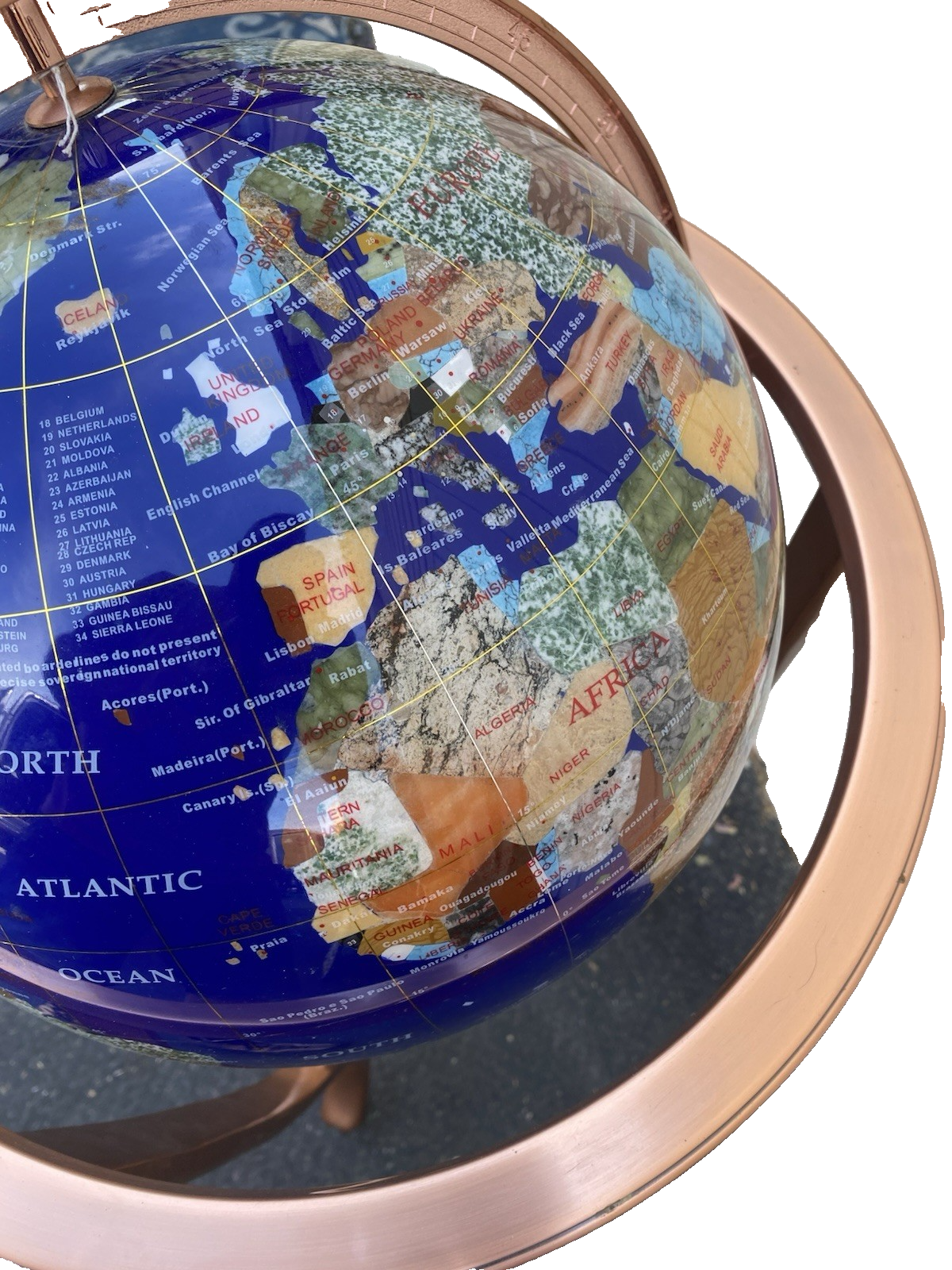 66617 World Revolving Globe on Copper Stand
