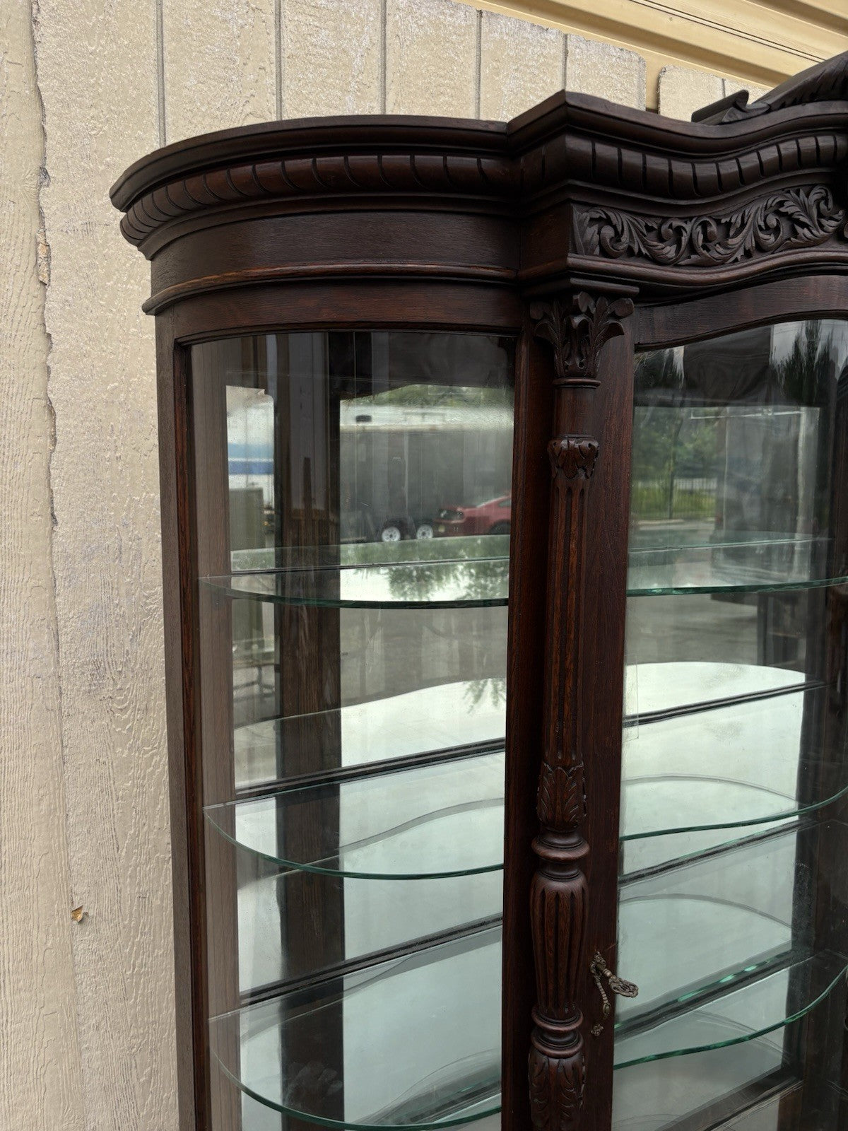 66105  Quality Antique Victorian Oak Curio China Cabinet
