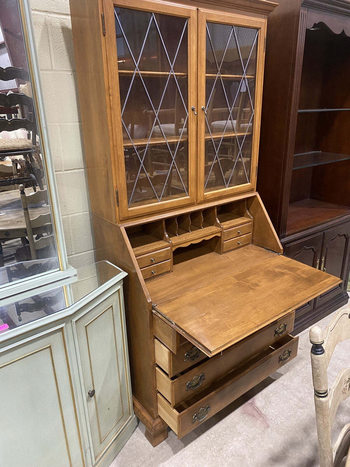 65682 Ethan Allen Secretary Desk with Bookcase Top